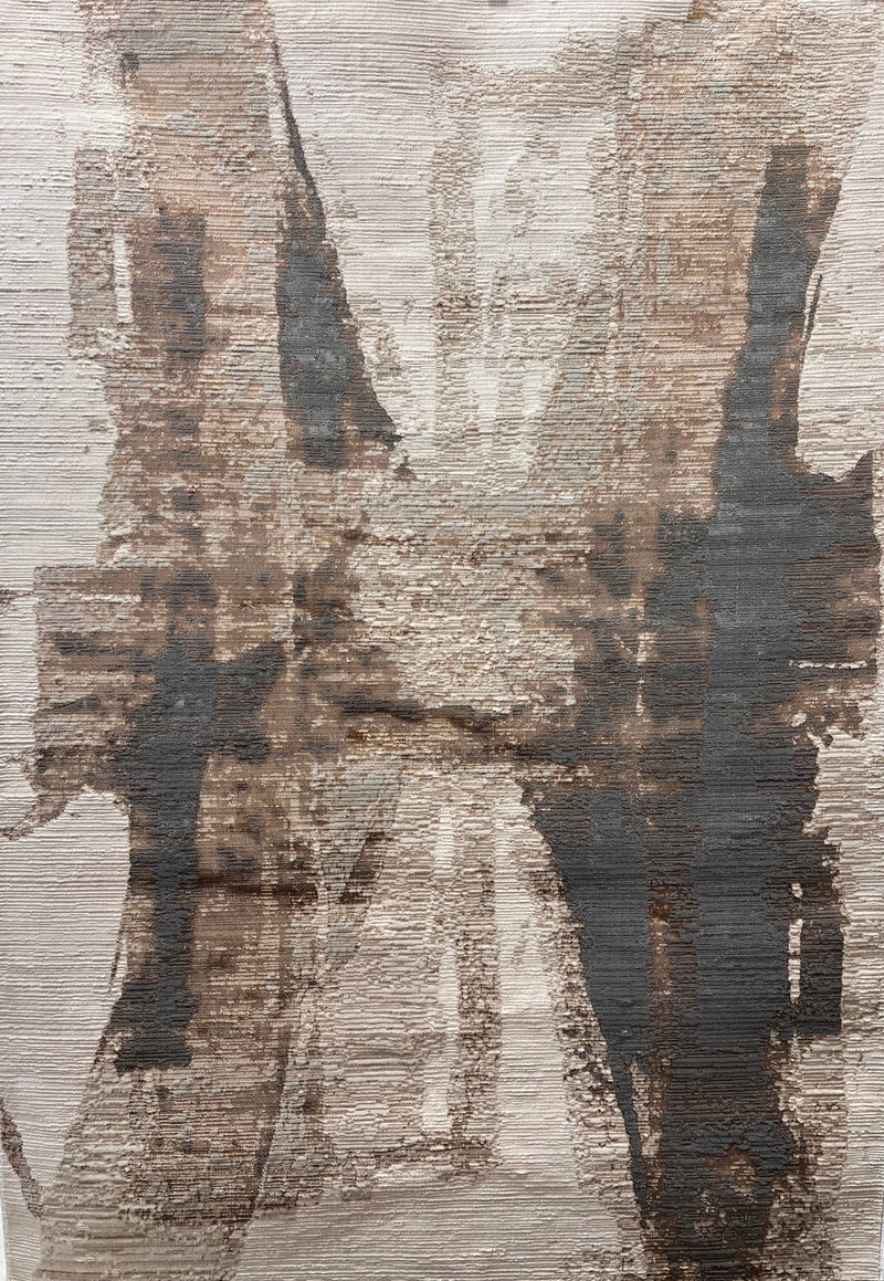 Cream Rug with Two-Tone Gold, Copper & Grey Abstract Accents - KAI 217