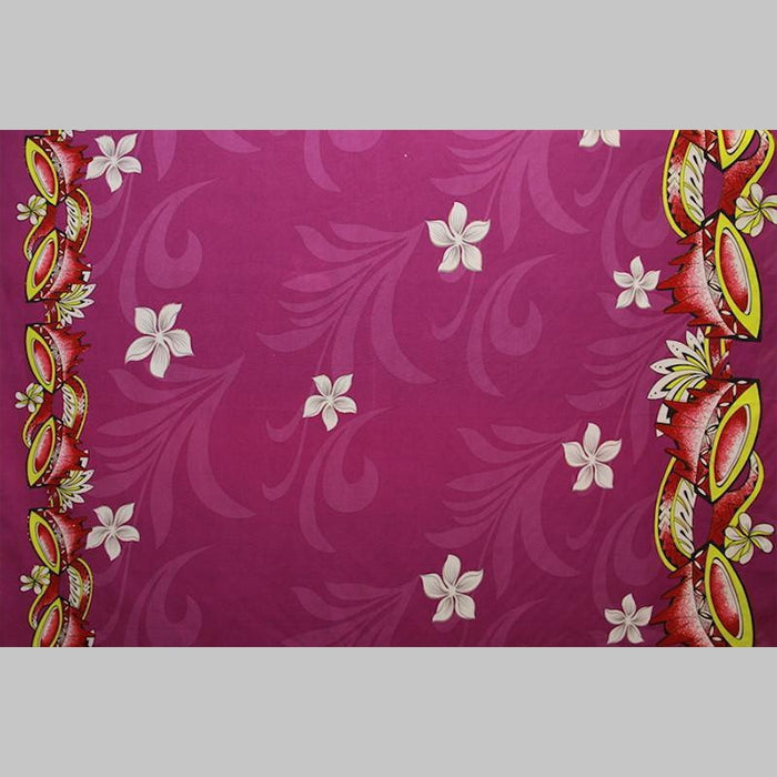 Kava Bowl Tiare Palm Leaves Double Border Polyester Fabric | Islands Fabric