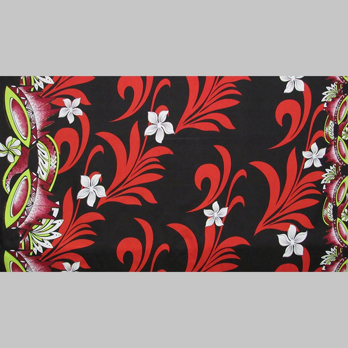 Kava Bowl Tiare Palm Leaves Double Border Polyester Fabric | Islands Fabric