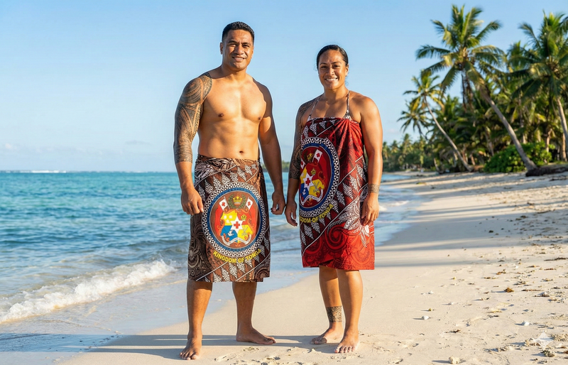 Kingdom of Tonga Seal Tribal Polyester Sarong | Islands Fabric
