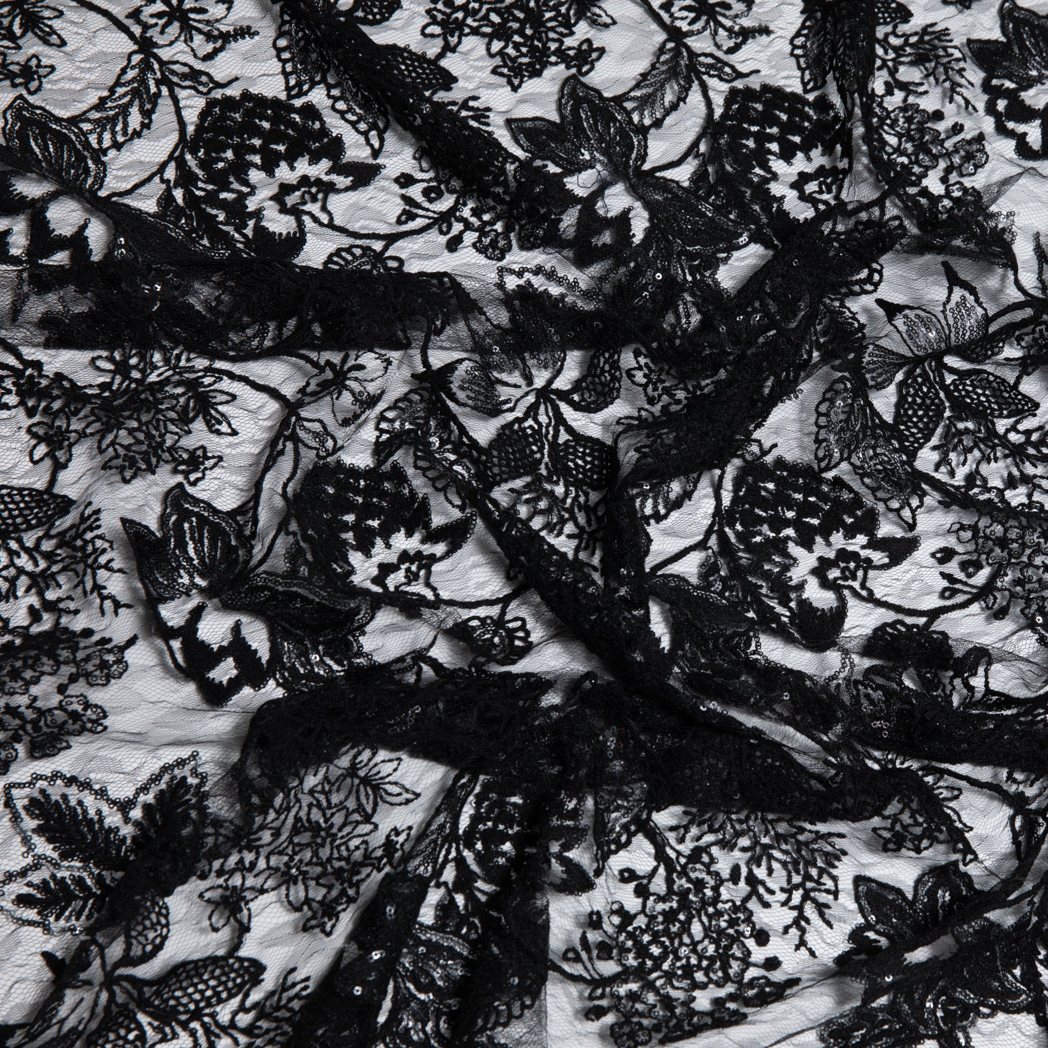 Tulle Lace Fabric Embroidered W/Sequins and Incredible Ornate Design 50" Wide | Exquisite Fabric
