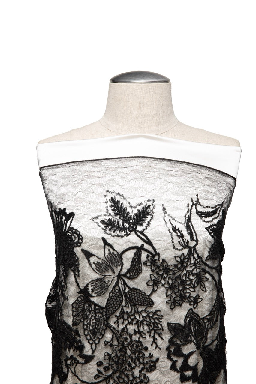 Tulle Lace Fabric Embroidered W/Sequins and Incredible Ornate Design 50" Wide | Exquisite Fabric