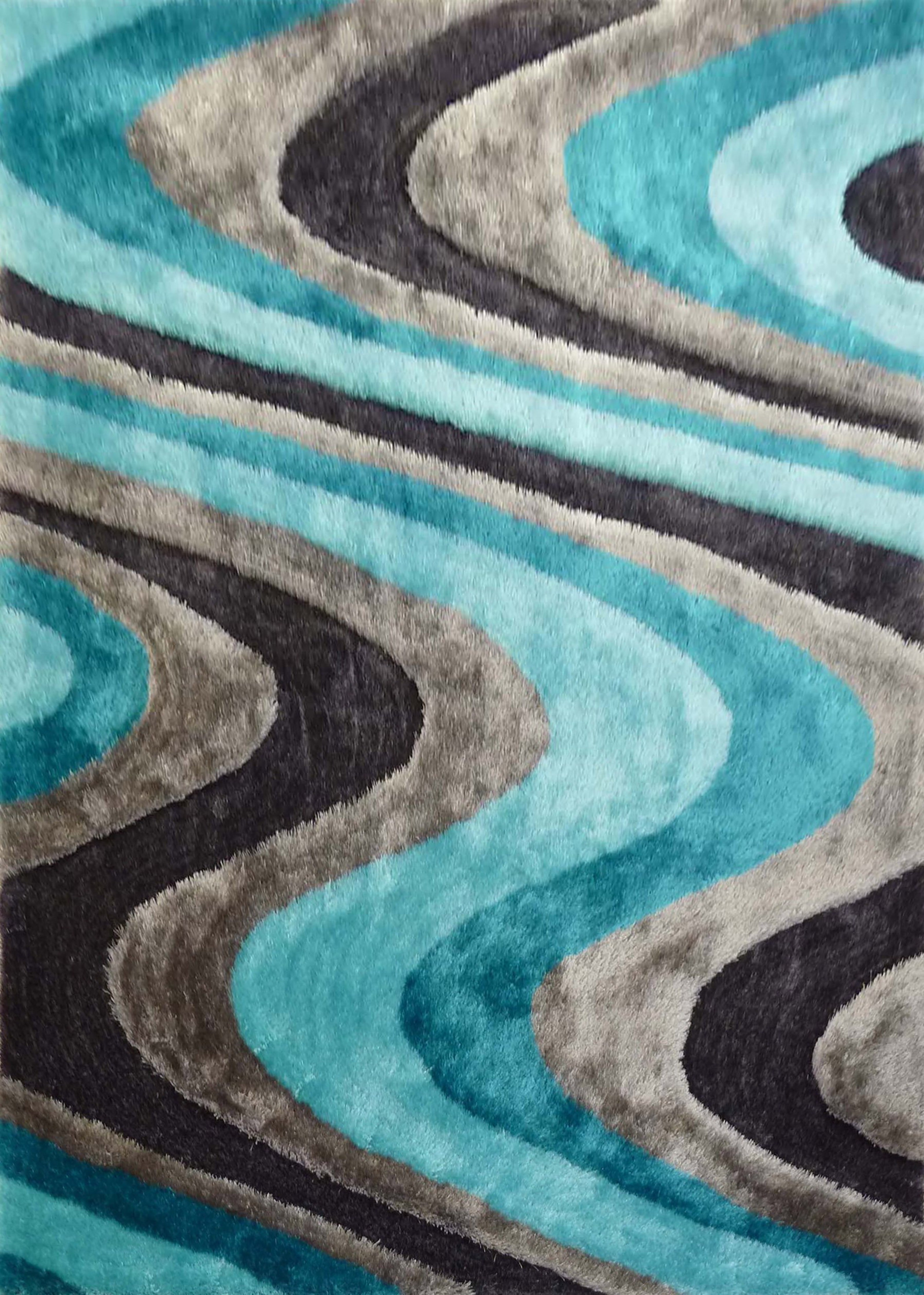 Soft Plush Fluffy Wavy Design Shag Area Rug/Carpet