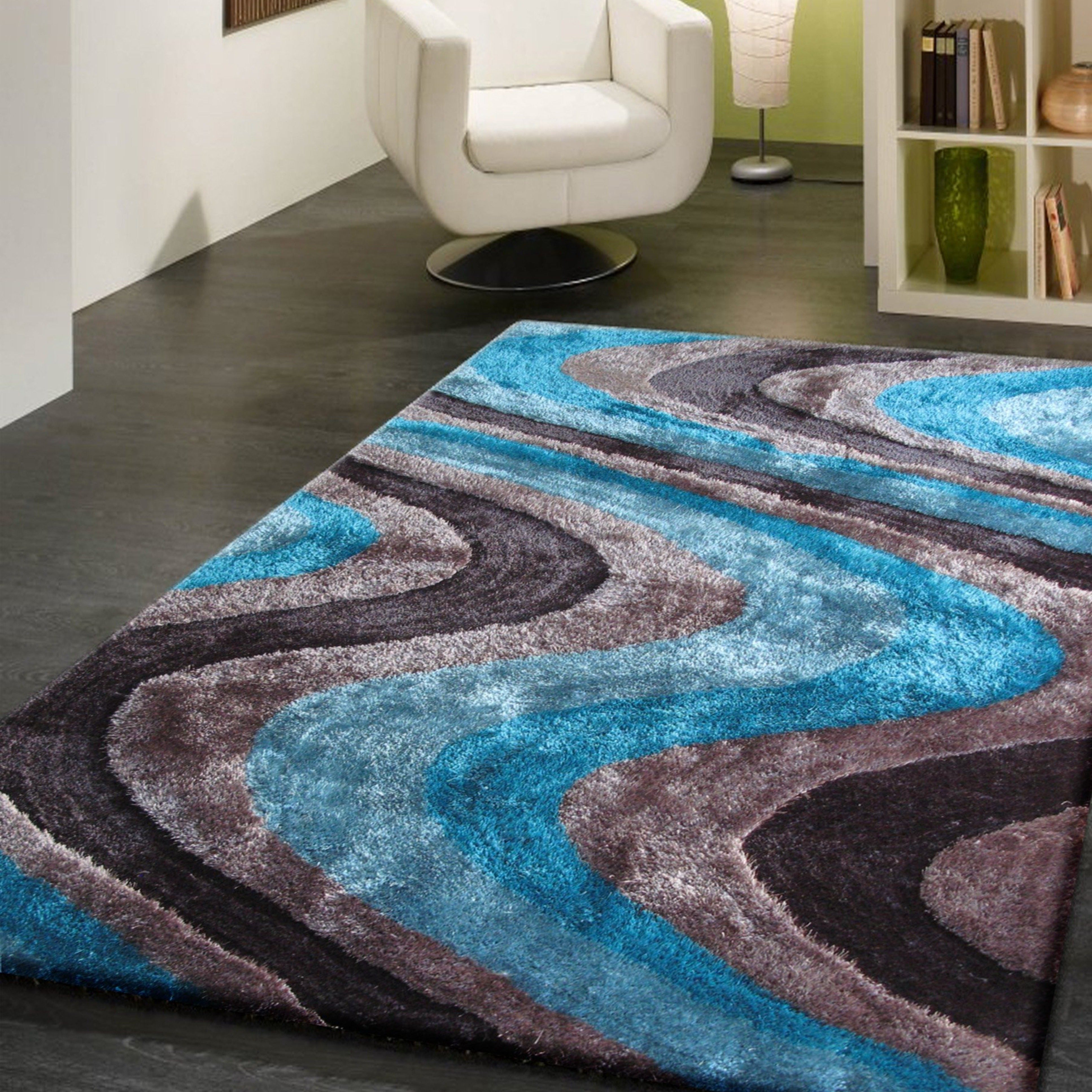 Soft Plush Fluffy Wavy Design Shag Area Rug/Carpet