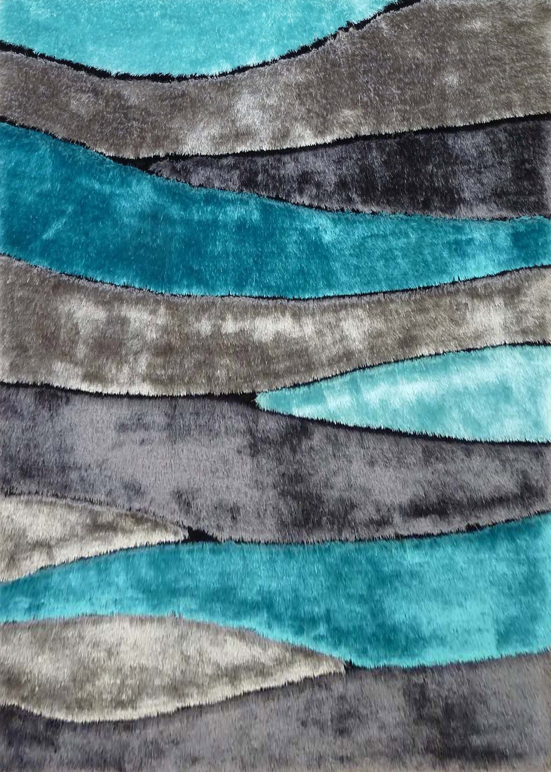 Living Shag Waves Soft Plush Design 3D Effect Area Rug/ Carpet