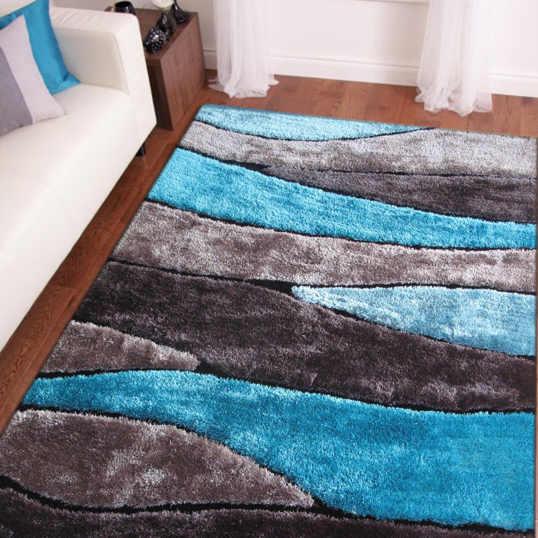 Living Shag Waves Soft Plush Design 3D Effect Area Rug/ Carpet