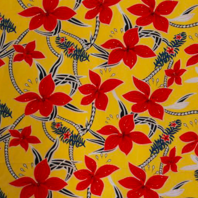 Large All Over Plumeria Glitter Polyester Fabric | Islands Fabric