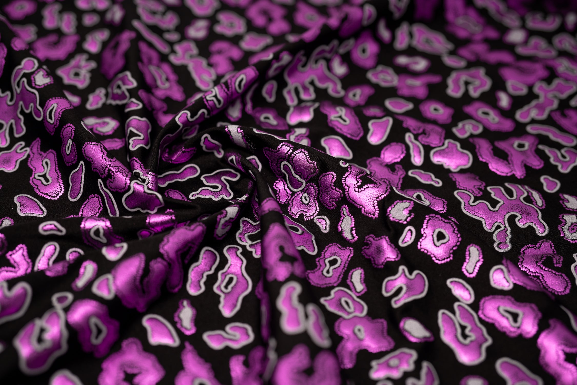 Leo Party Foil Printed Spandex Fabric | Blue Moon Fabrics