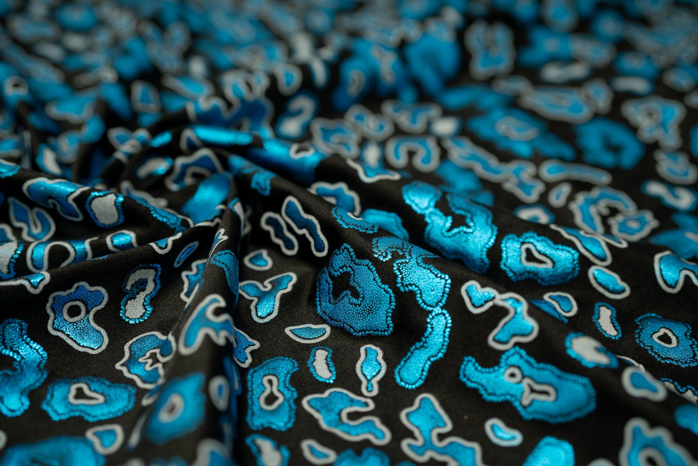 Leo Party Foil Printed Spandex Fabric | Blue Moon Fabrics