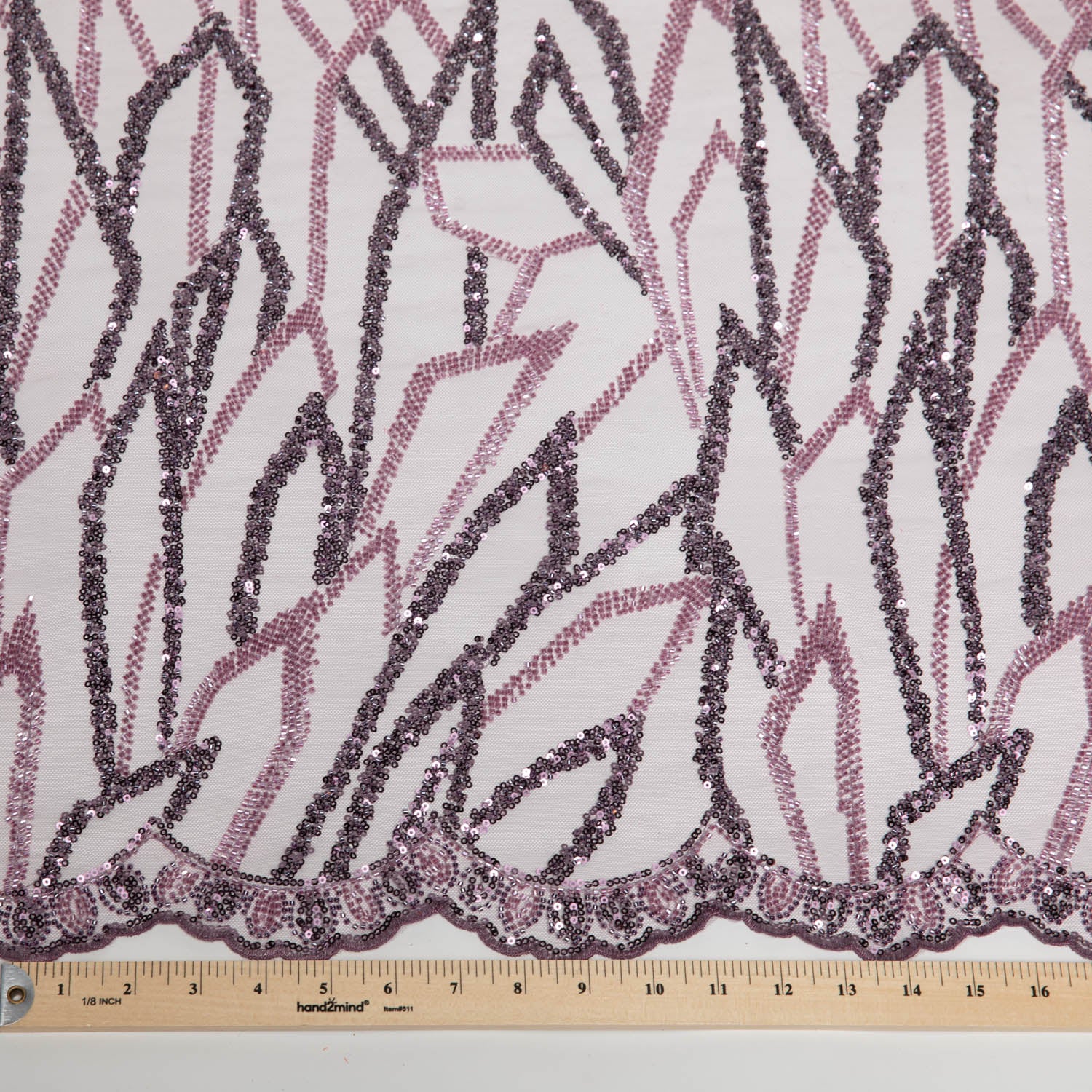 Tulle Lace Fabric Embroidered with Sequins and Stylish Design 52" Wide | Exquisite Fabric