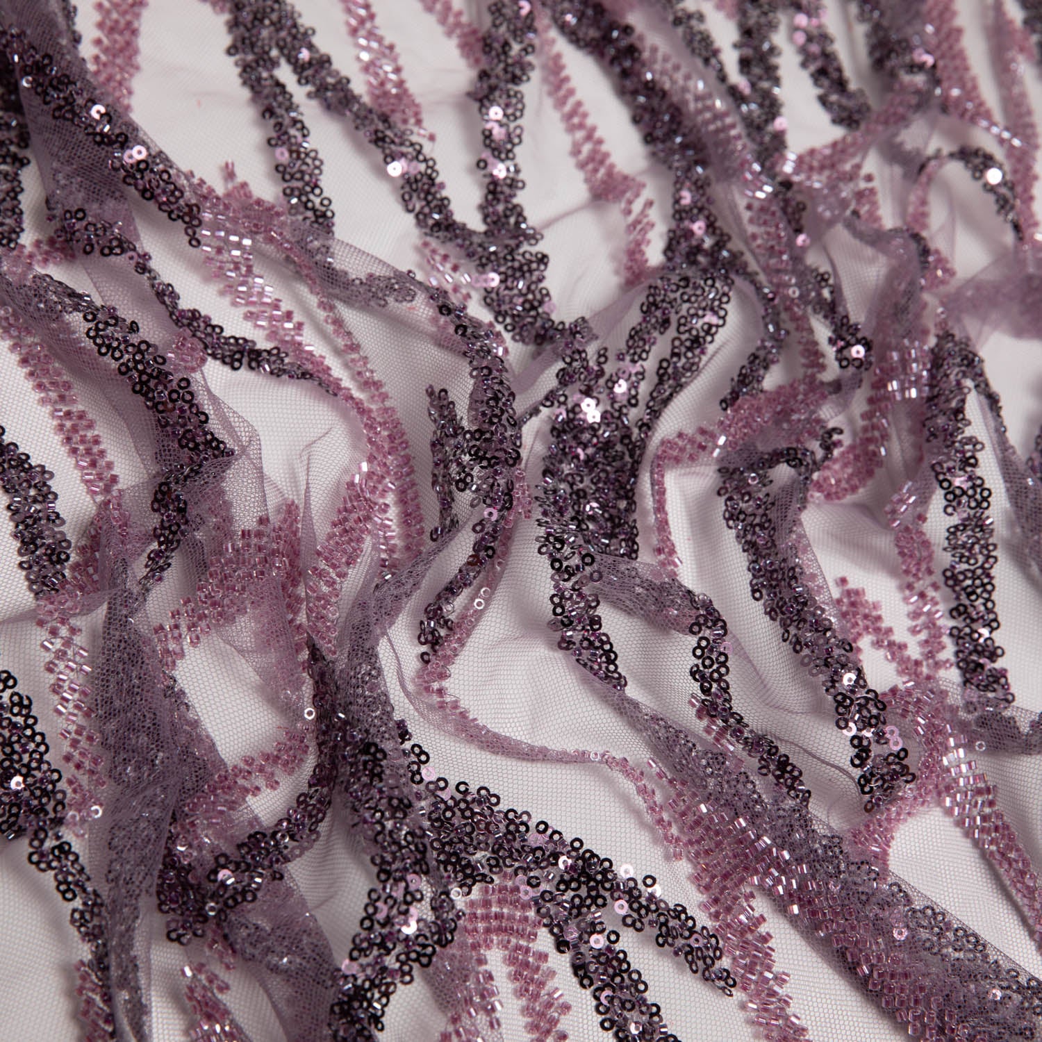 Tulle Lace Fabric Embroidered with Sequins and Stylish Design 52" Wide | Exquisite Fabric