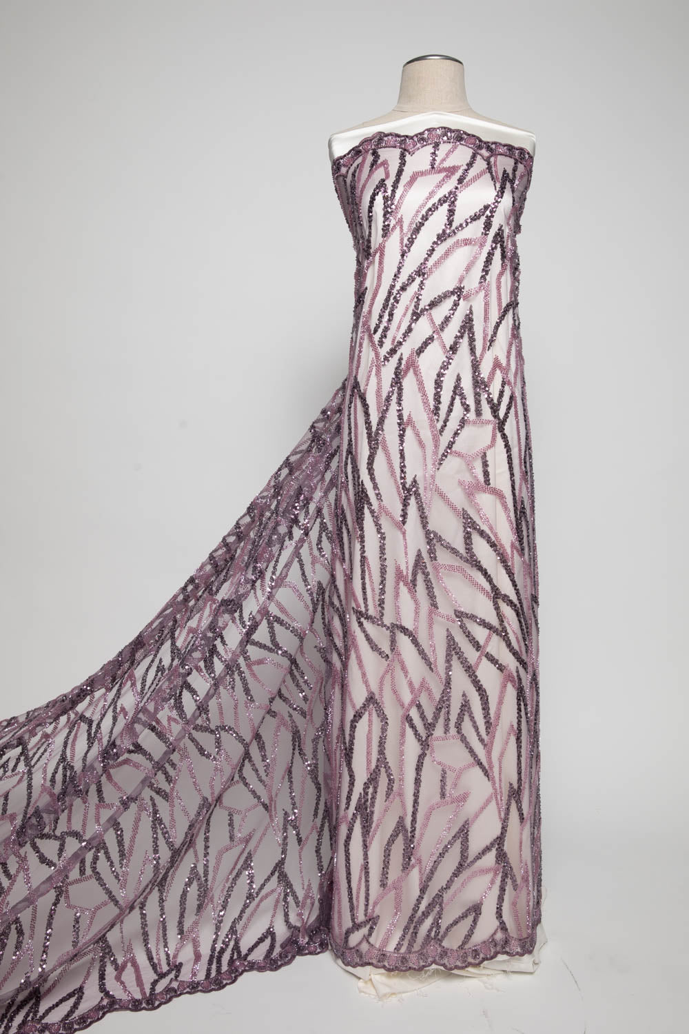 Tulle Lace Fabric Embroidered with Sequins and Stylish Design 52" Wide | Exquisite Fabric