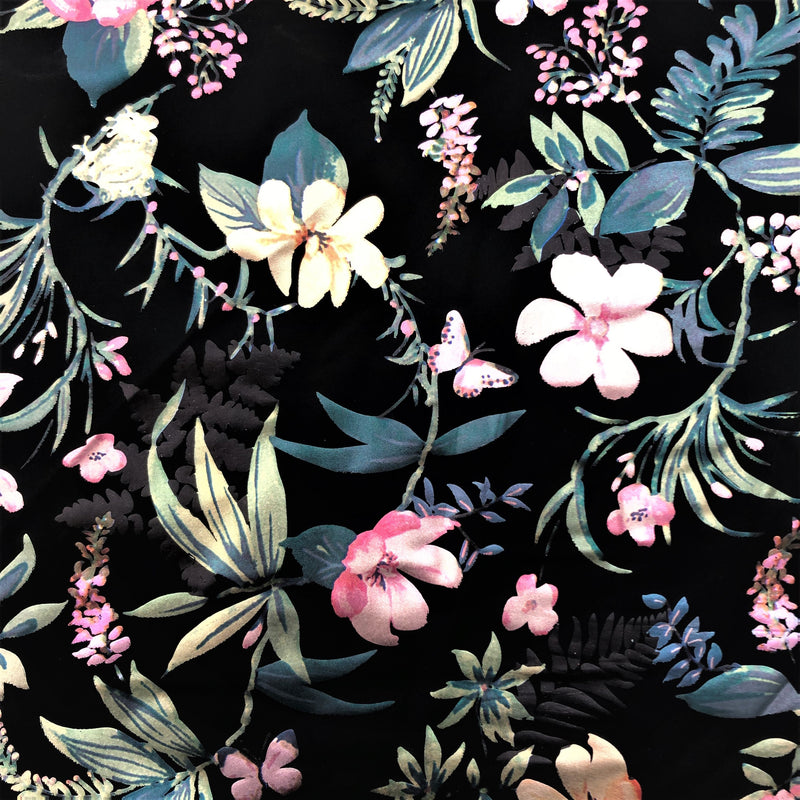 Lotus Foil Printed Spandex Fabric | Blue Moon Fabrics