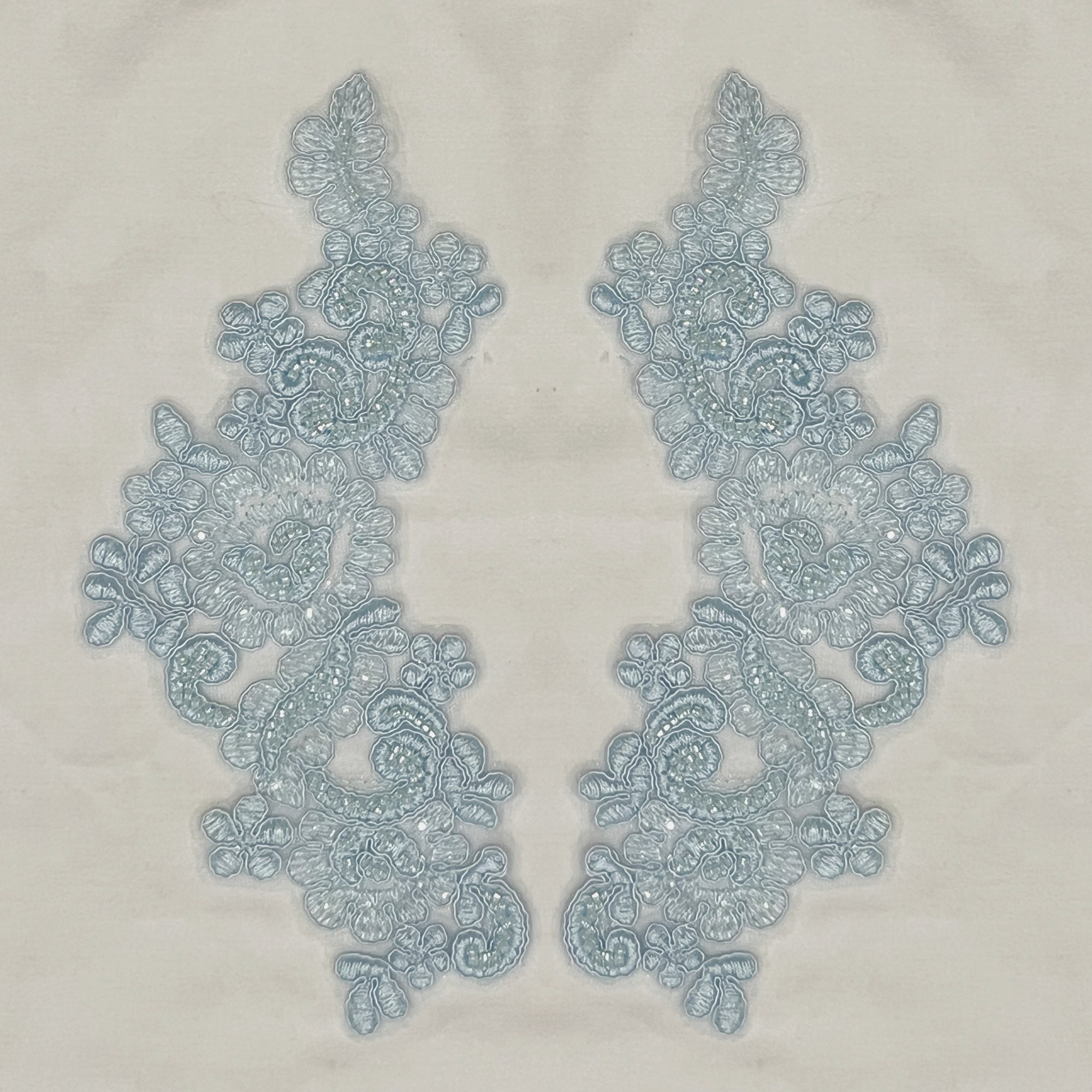 Beaded & Corded Floral Lace Applique Embroidered on 100% Polyester | Lace USA - KZ-25-HB