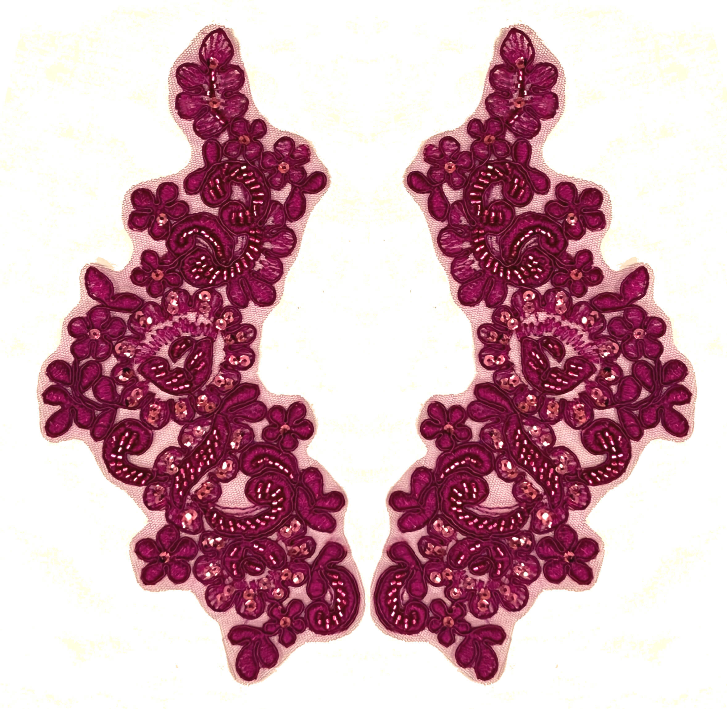 Beaded & Corded Floral Lace Applique Embroidered on 100% Polyester | Lace USA - KZ-25-HB