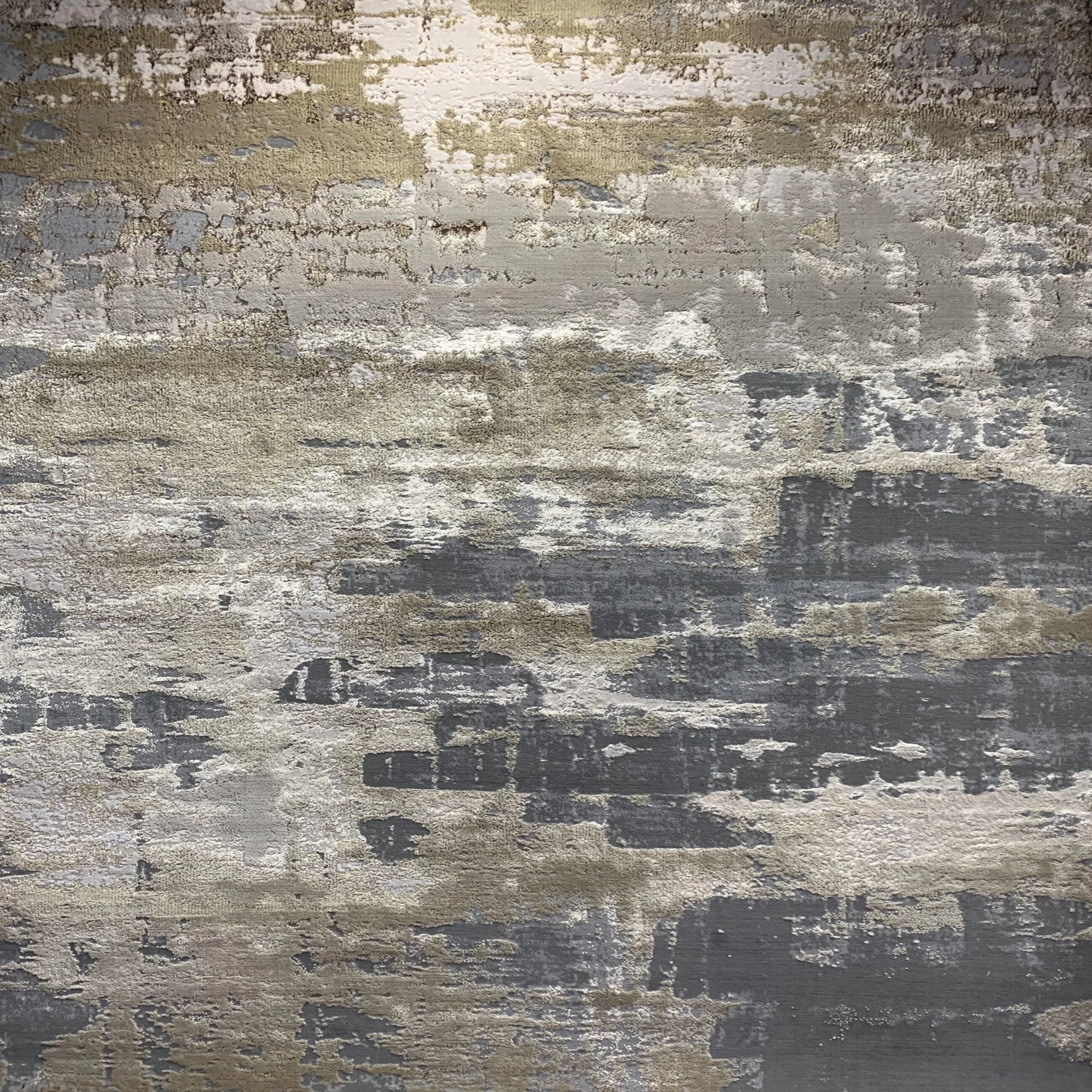 Polyester Beige/Golden Watercolor Viscose Blend Abstract Designed Rug/Carpet - Style# Maximus 185 - Color-Changing Flat Weave Rug