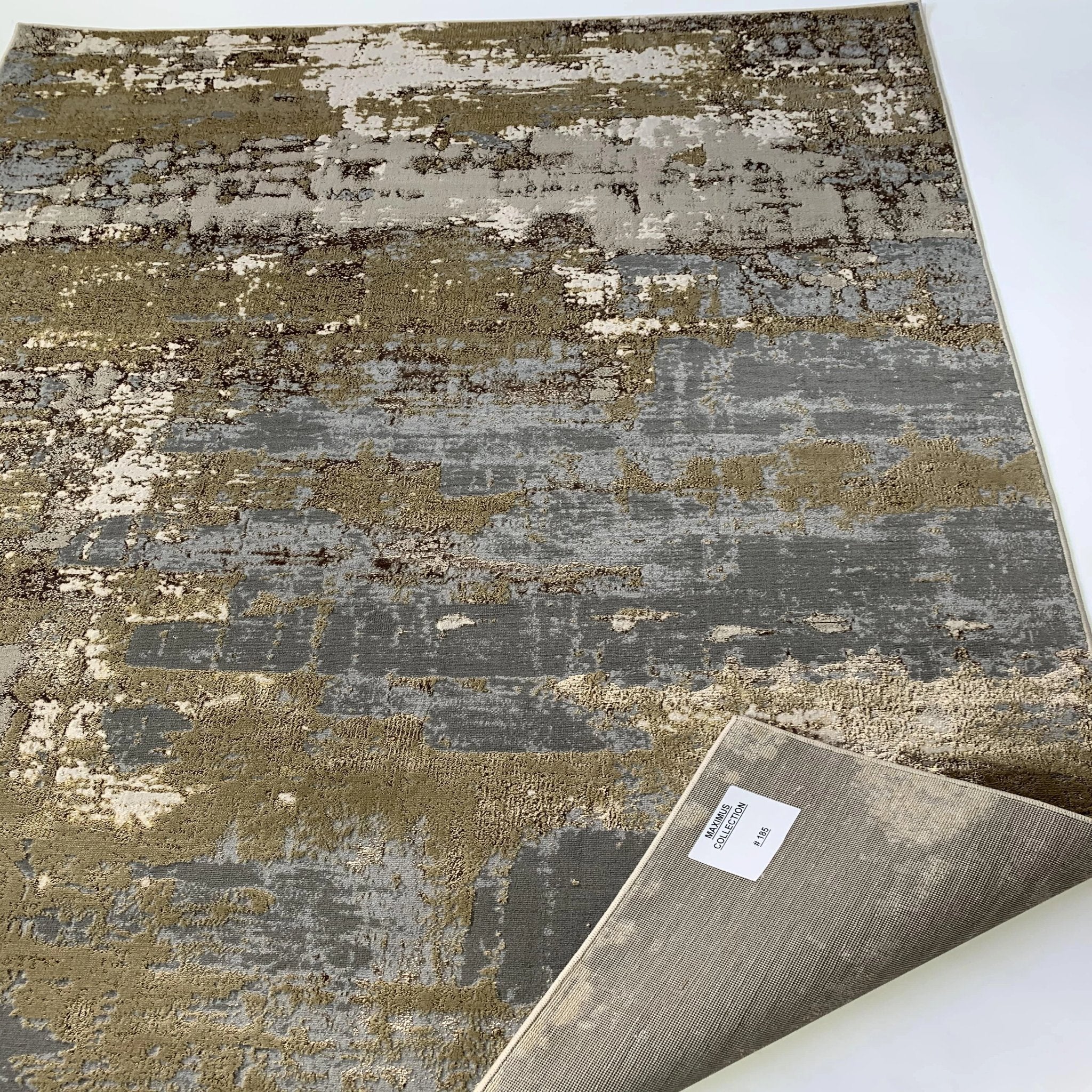 Polyester Beige/Golden Watercolor Viscose Blend Abstract Designed Rug/Carpet - Style# Maximus 185 - Color-Changing Flat Weave Rug