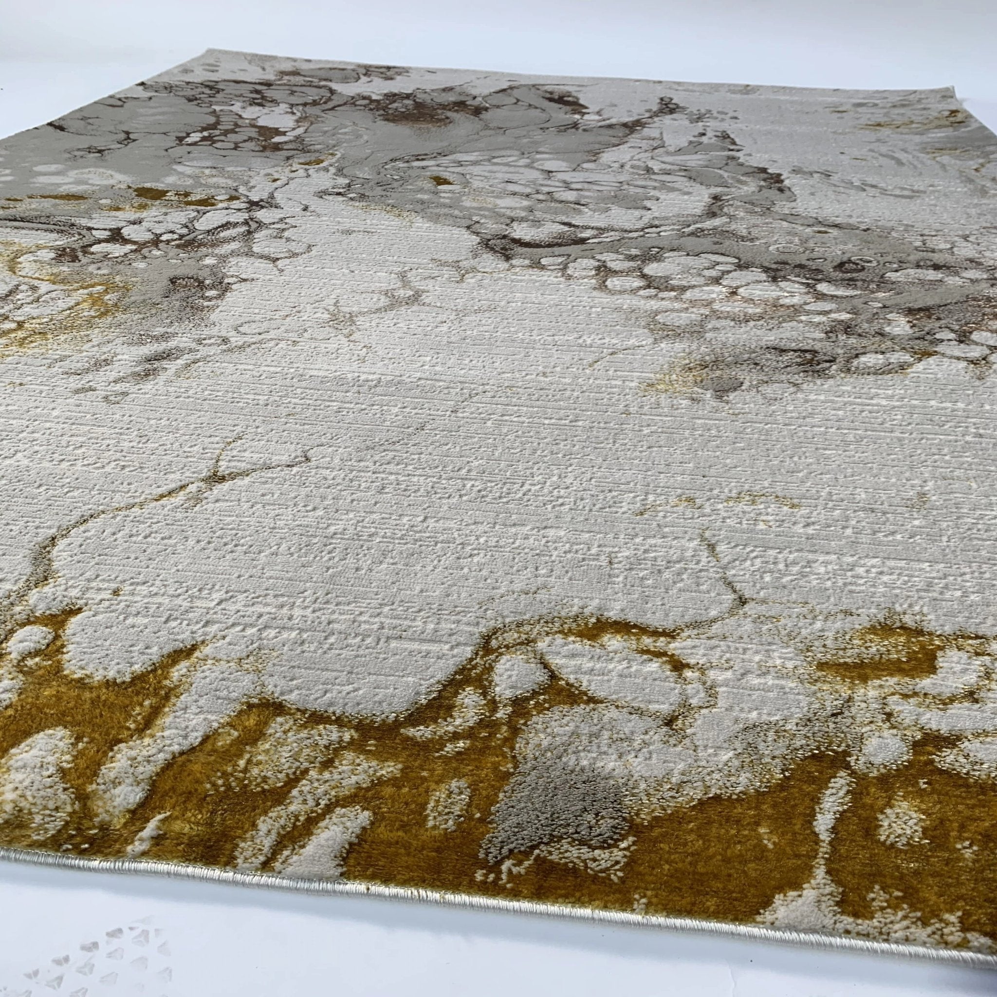Polyester Golden Viscose Blend Abstract Design Rug/Carpet - Style# Maximus 188 - Color-Changing Flat Weave Rug