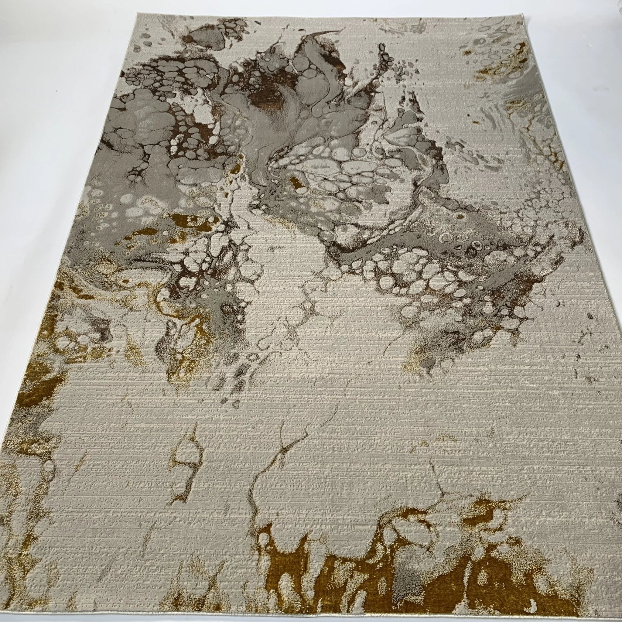 Polyester Golden Viscose Blend Abstract Design Rug/Carpet - Style# Maximus 188 - Color-Changing Flat Weave Rug