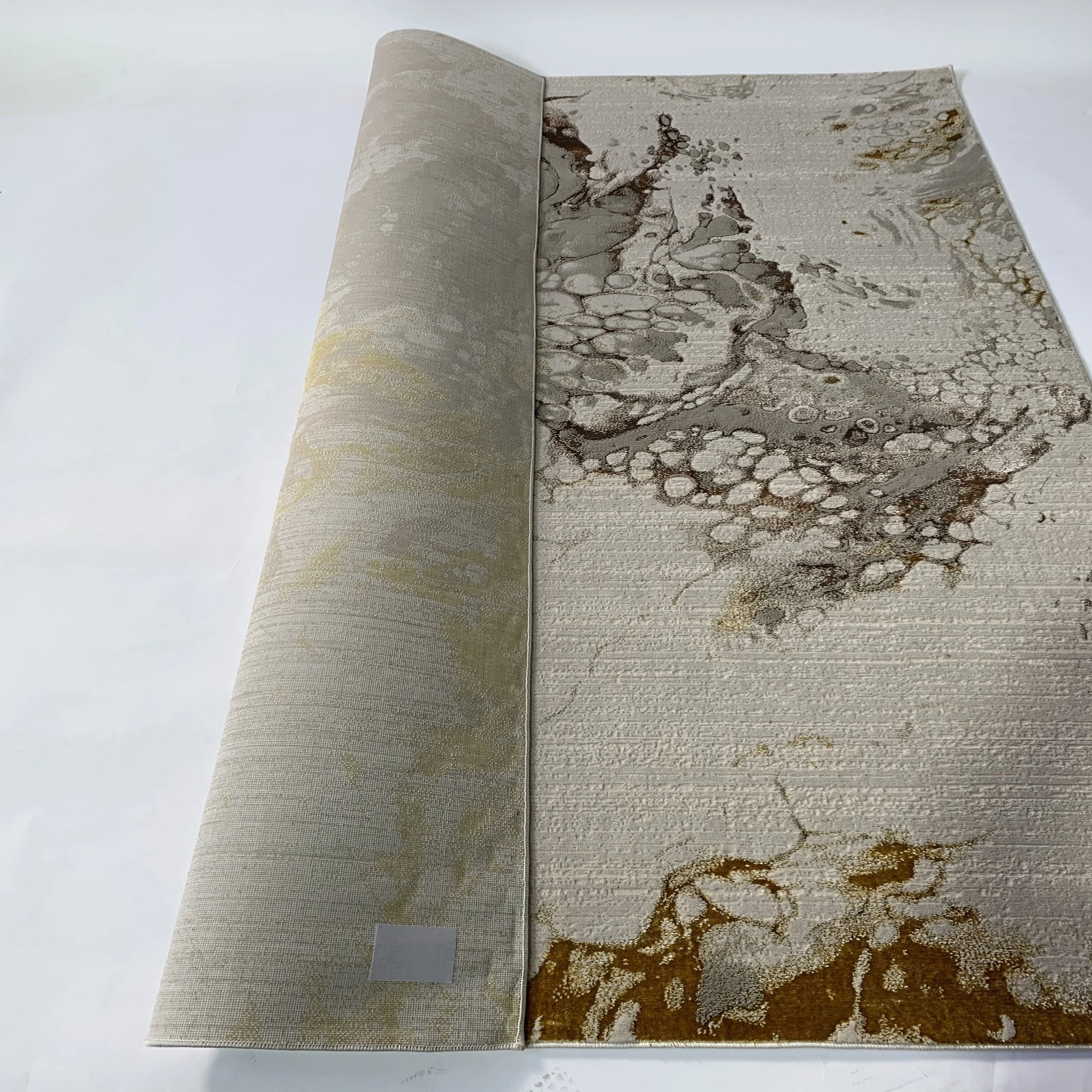 Polyester Golden Viscose Blend Abstract Design Rug/Carpet - Style# Maximus 188 - Color-Changing Flat Weave Rug