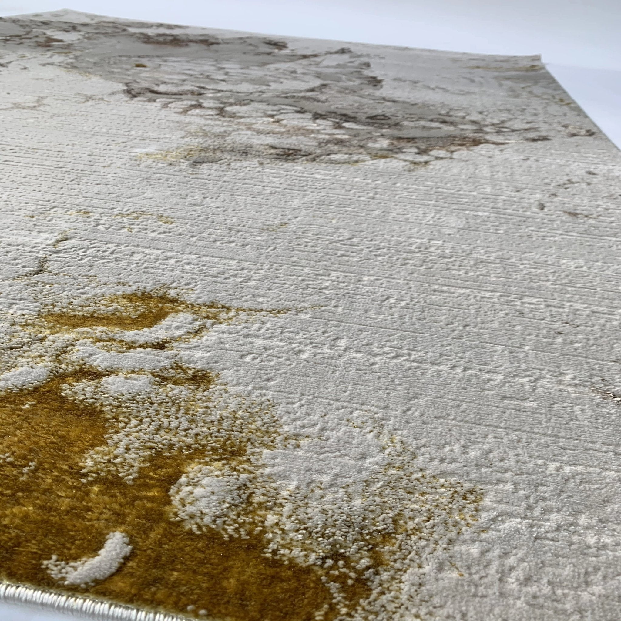 Polyester Golden Viscose Blend Abstract Design Rug/Carpet - Style# Maximus 188 - Color-Changing Flat Weave Rug