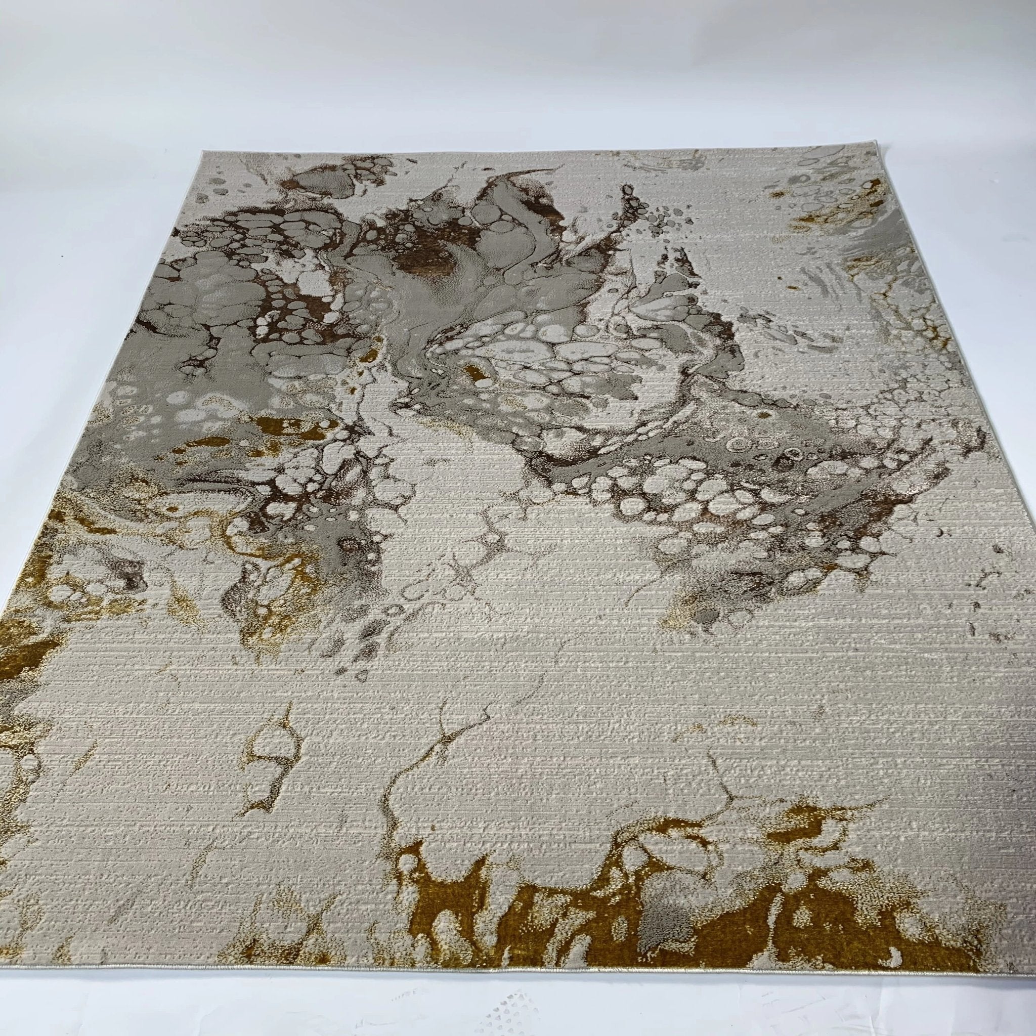 Polyester Golden Viscose Blend Abstract Design Rug/Carpet - Style# Maximus 188 - Color-Changing Flat Weave Rug