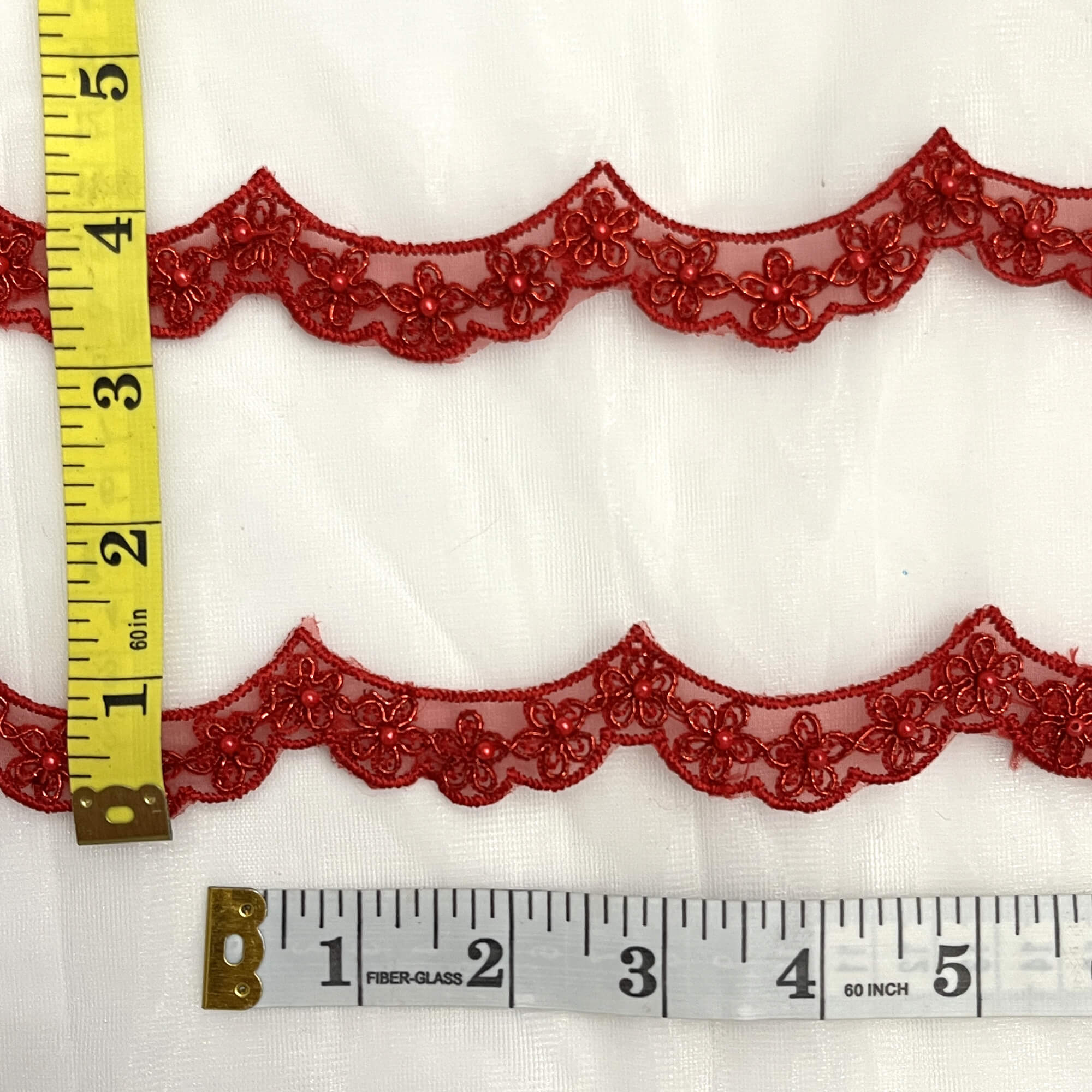Beaded & Corded Lace Trimming Embroidered on 100% Polyester Net Mesh | Lace USA - 96758N-BP