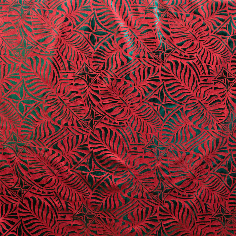 Monstera Leaf Tiare Polyester Foil Fabric | Islands Fabric