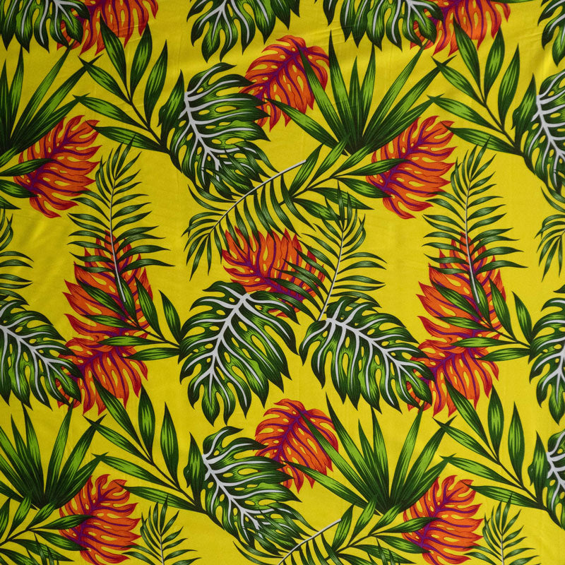 Monstera & Split Leaves Rayon Fabric | Islands Fabric