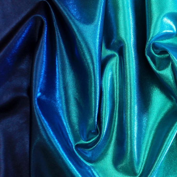 Ombre Mystique Foiled Spandex Fabric | Blue Moon Fabrics