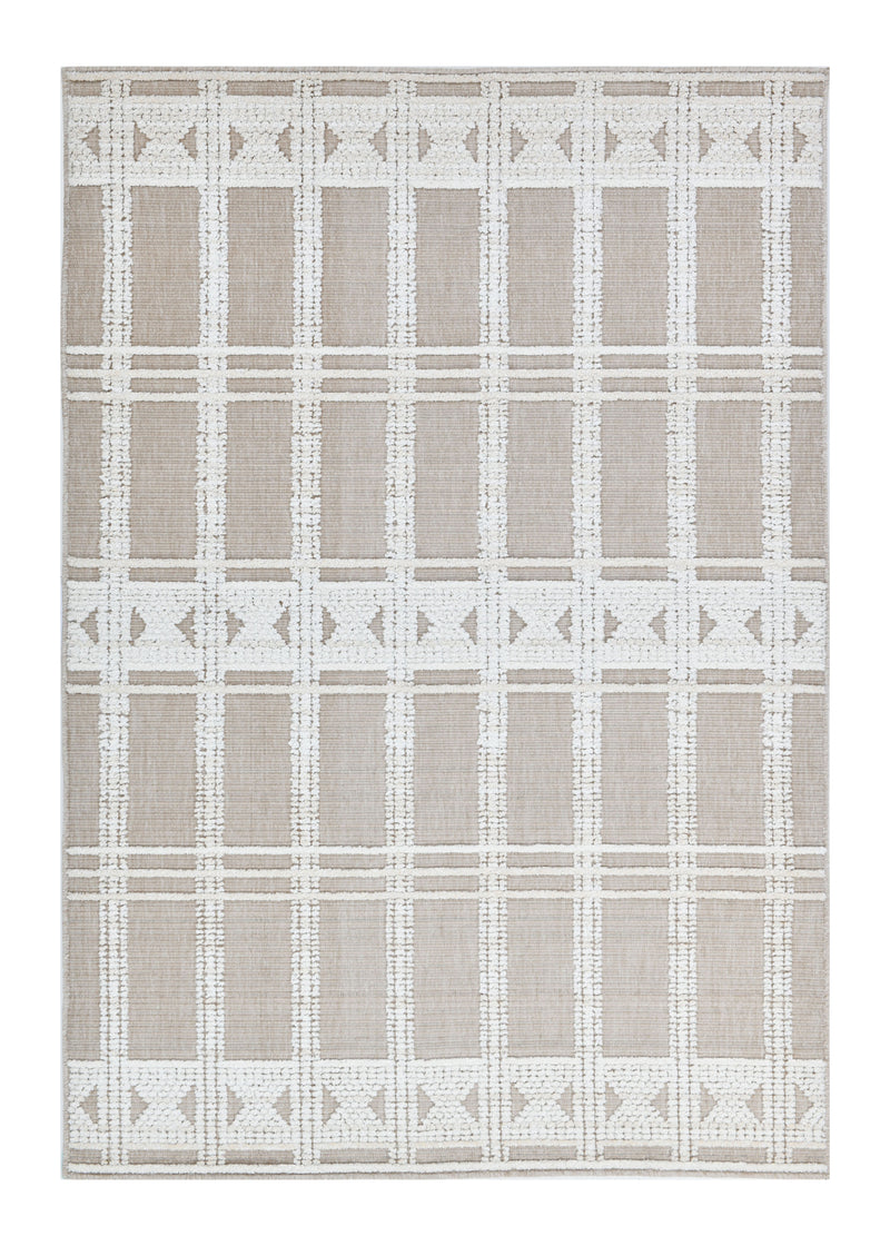 Cream/Beige Rug with Bohemian Motif and High-Low Soft-Touch Texture - TIA 104.