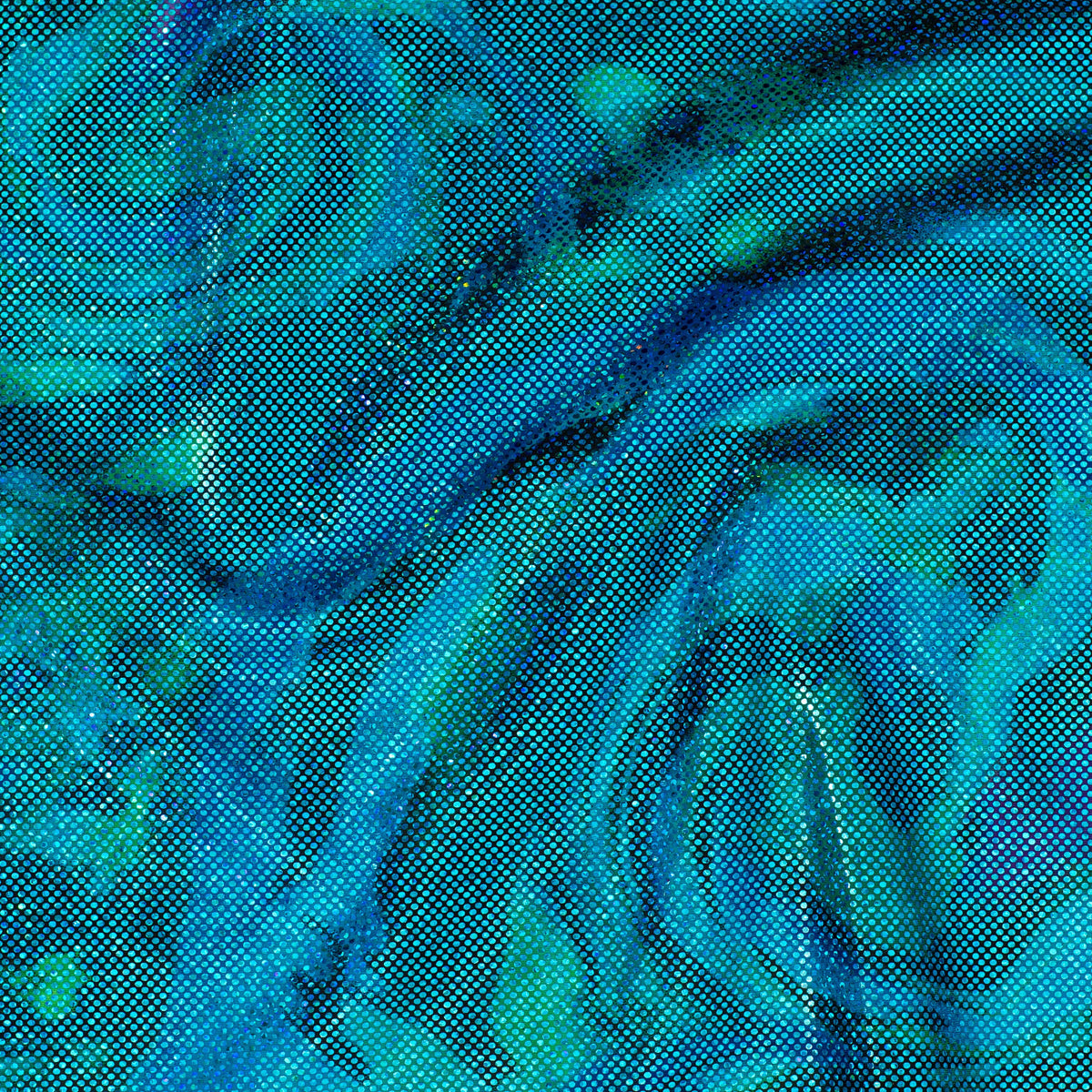 Sparkling 4-Way Poly Stretch Holo Storm Print Fabric | Spandex Palace