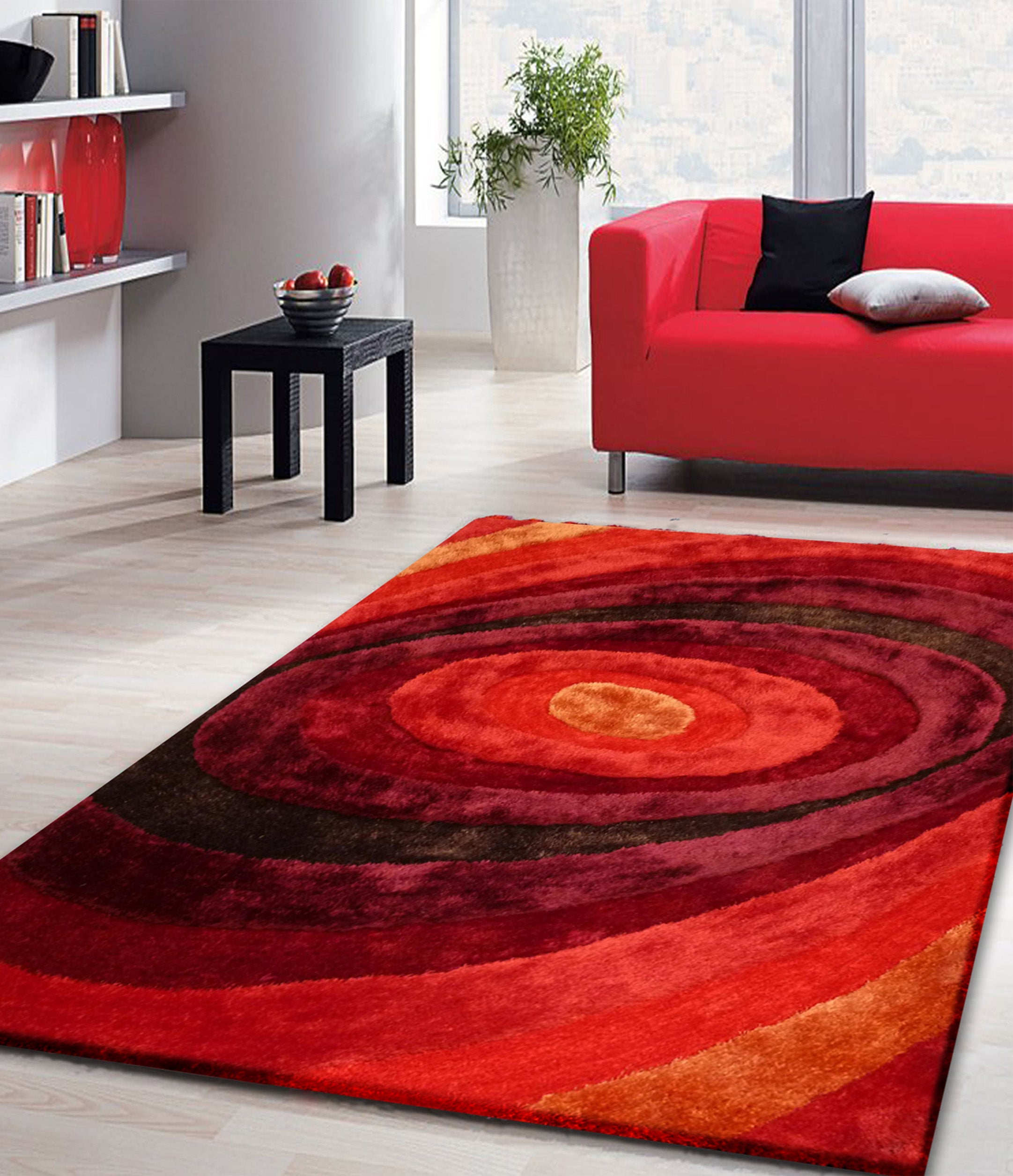 Soft Plush Fluffy Circle Design Shag Area Rug/Carpet