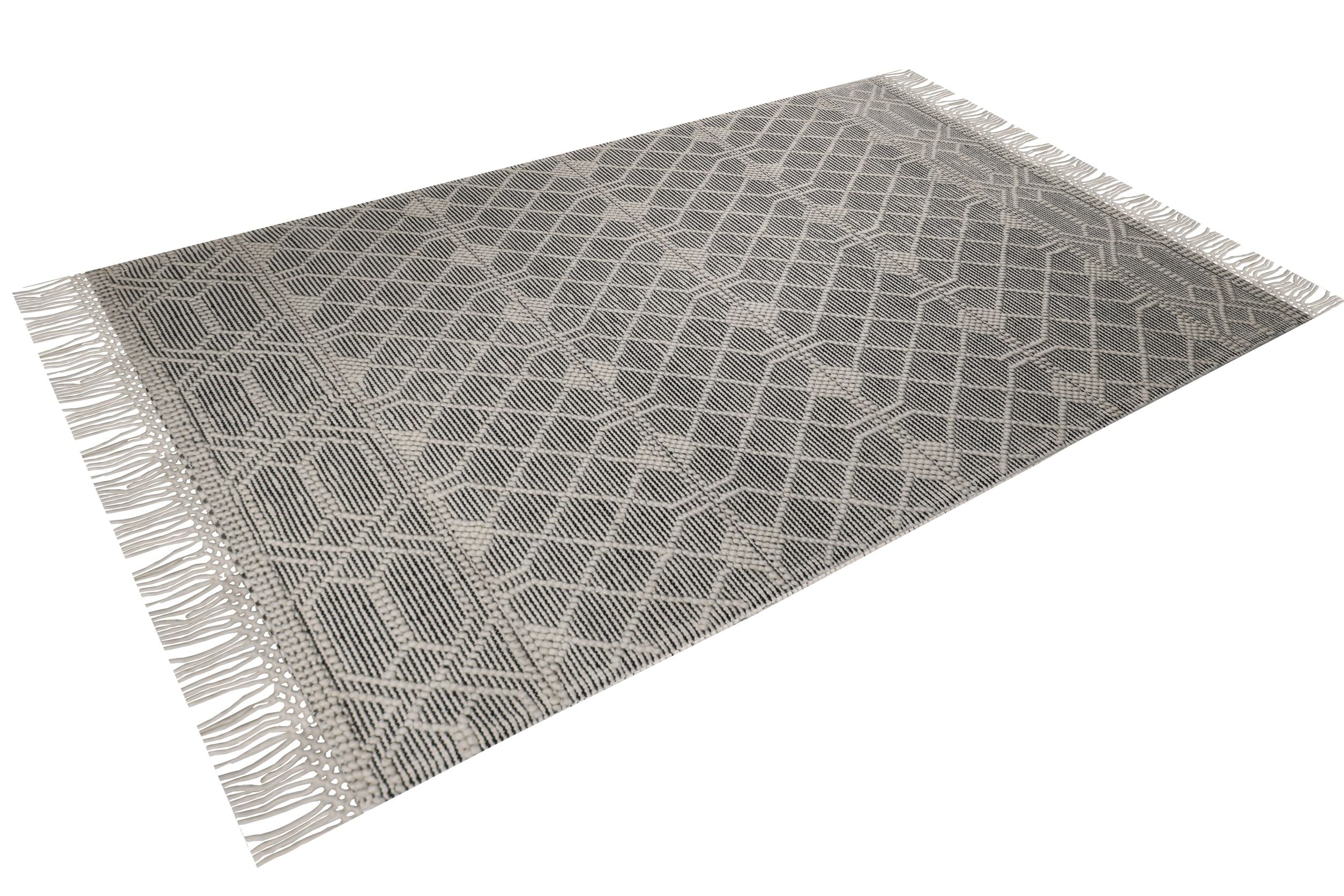 Bohemian Textured  Rug With Natural Colors Wool Blend