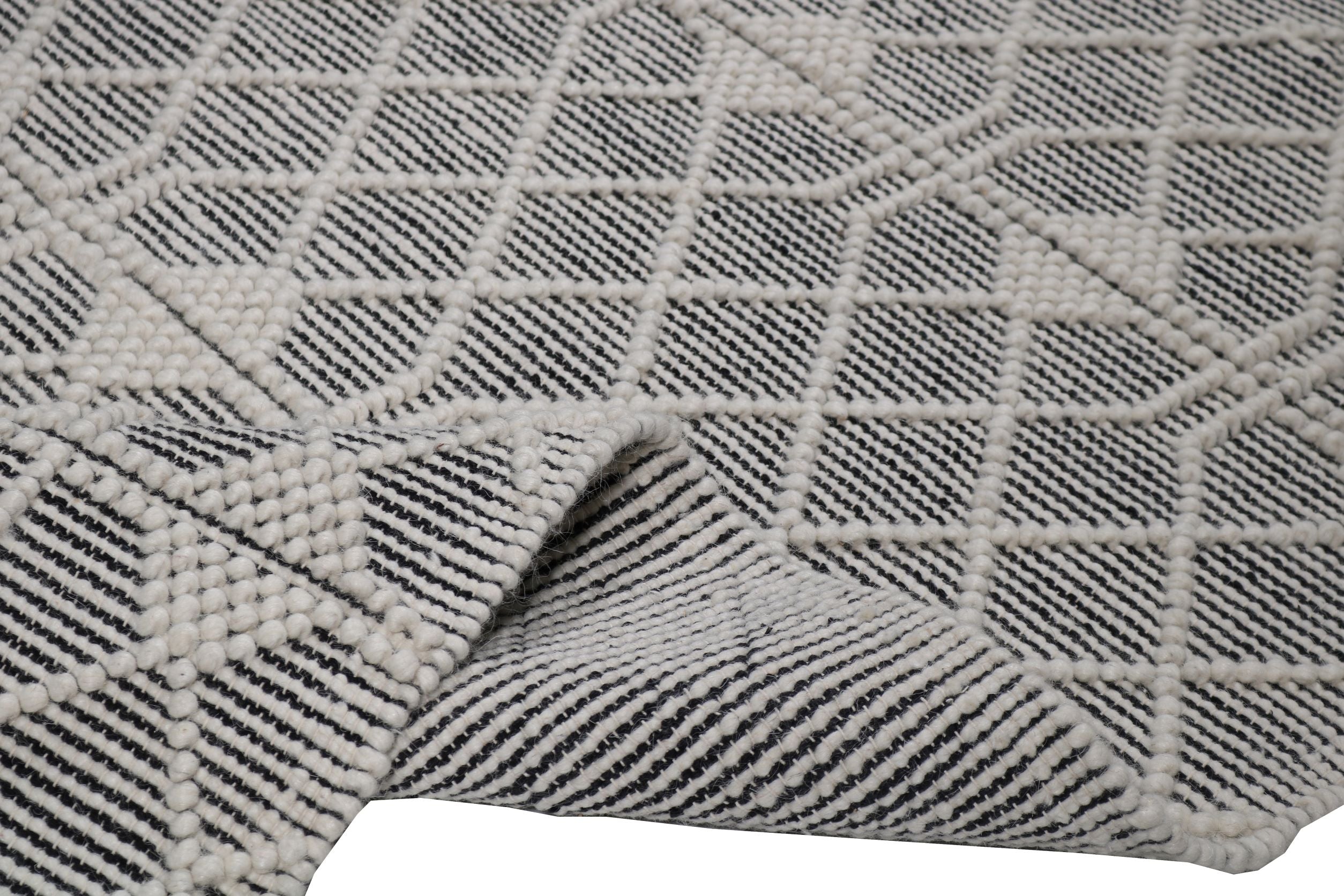 Bohemian Textured  Rug With Natural Colors Wool Blend