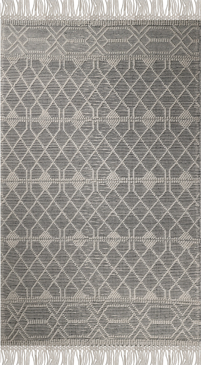 Bohemian Textured  Rug With Natural Colors Wool Blend
