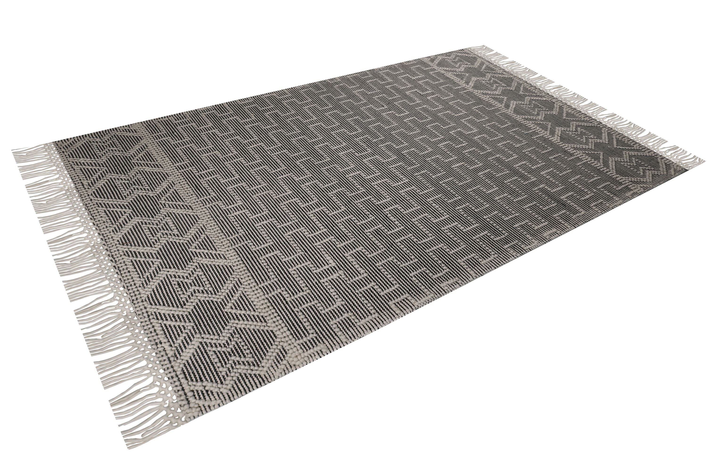 Hand Made Bohemian Natural Wool Rug