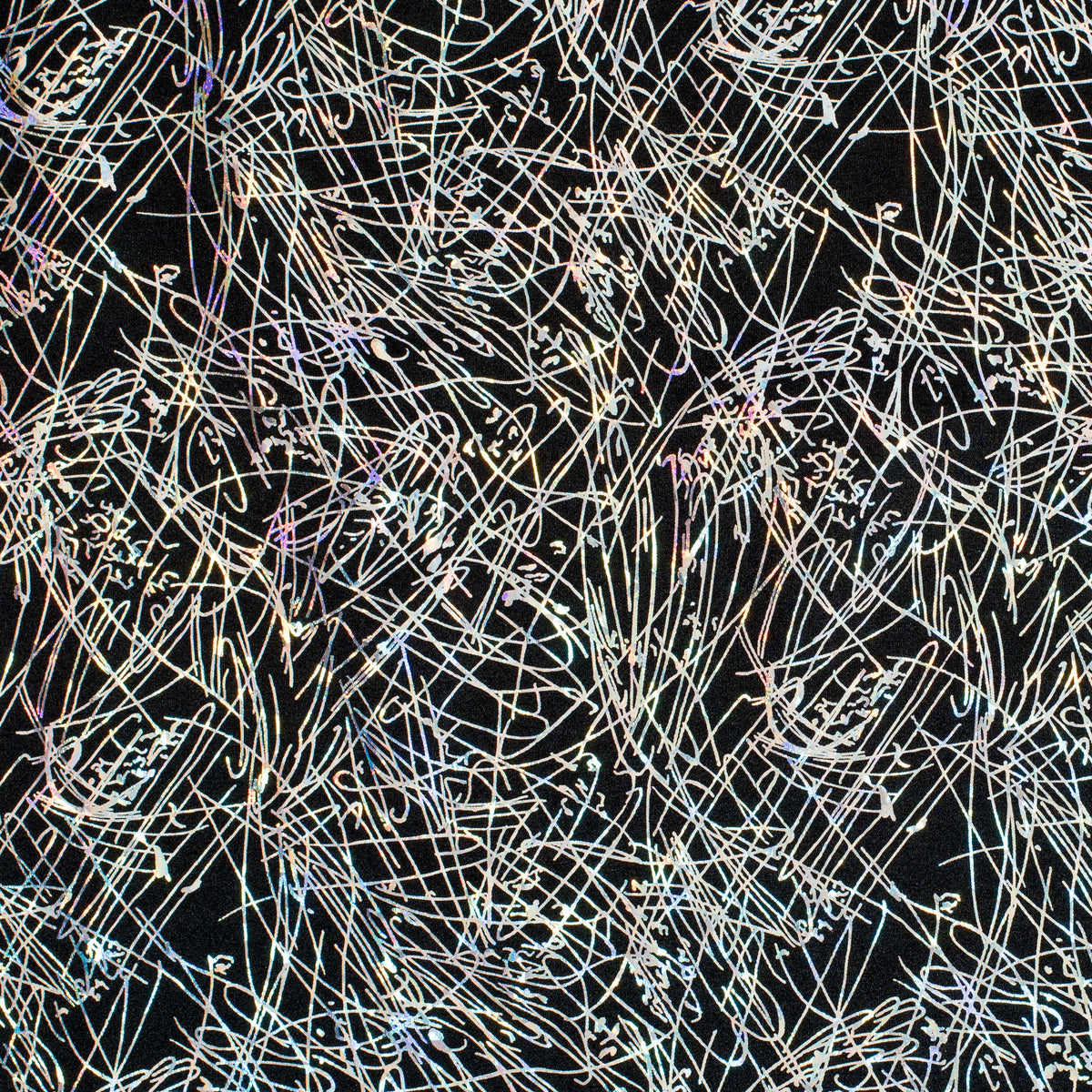 Stretch Nylon Spandex Fabric with Dancing Splash Hologram Foil | Spandex Palace