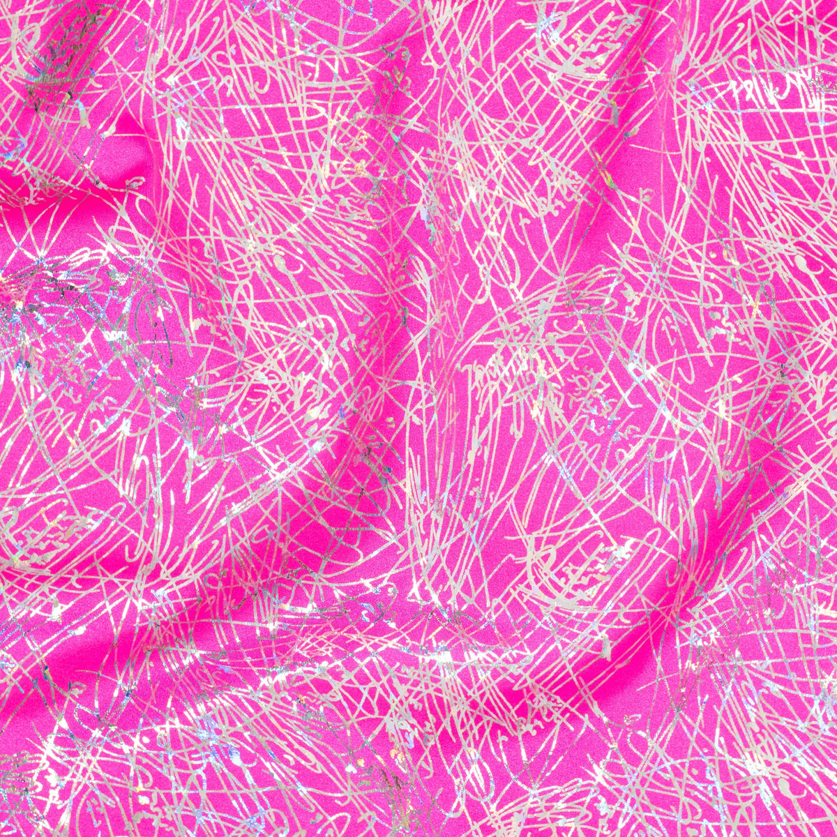 Stretch Nylon Spandex Fabric with Dancing Splash Hologram Foil | Spandex Palace