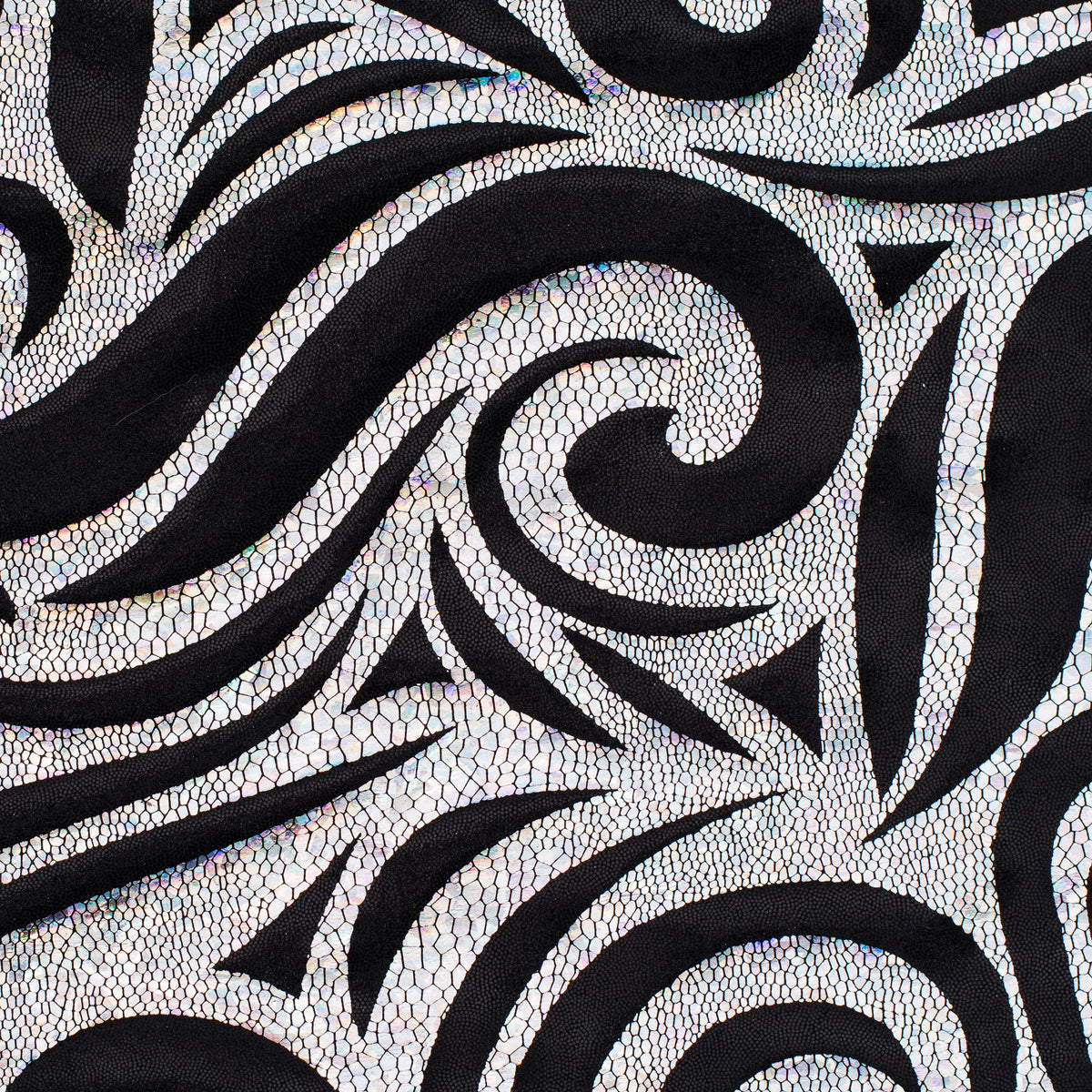 Stellar 4-Way Paisley Foggy Foil Nylon Spandex Fabric | Spandex Palace