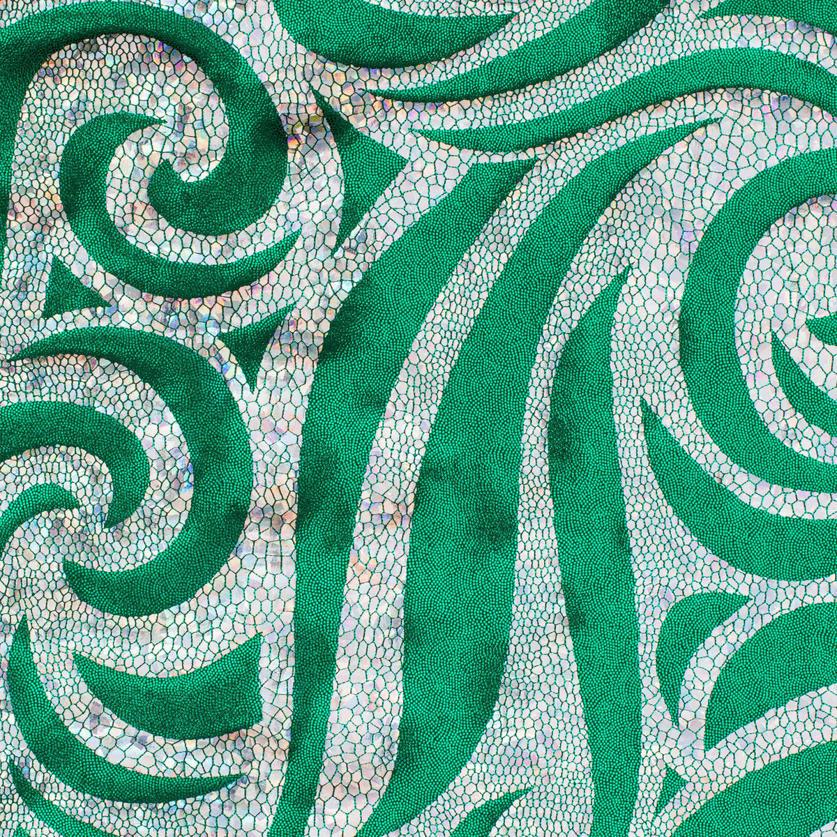 Stellar 4-Way Paisley Foggy Foil Nylon Spandex Fabric | Spandex Palace