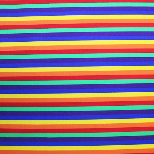 Rainbow Stripes Printed Spandex | Blue Moon Fabrics