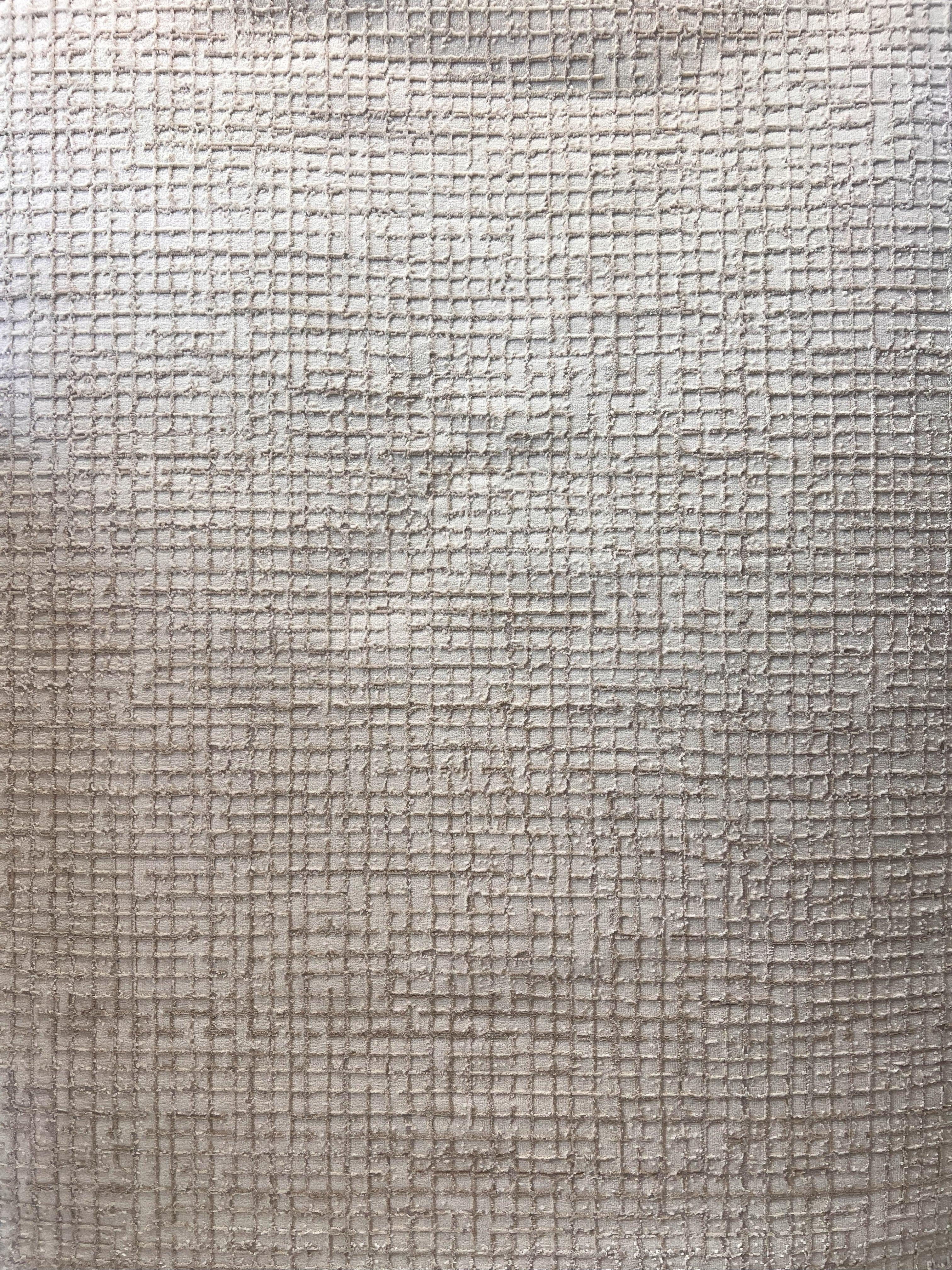 Squared Geometric Tone-on-Tone Rug in Creamy Sandy Beige with Mocha High-Low Texture - NUDE 26