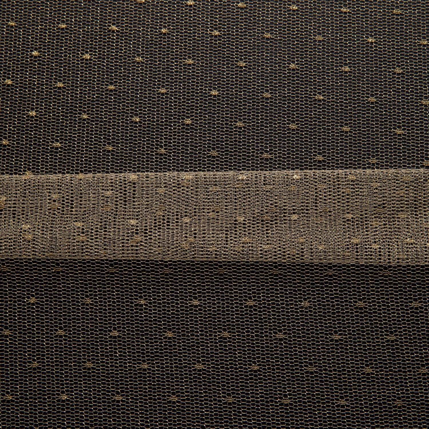NYLON MX TULLE WITH DOT 58/60" Gold Dotted Fabric - Exquisite Fabrics