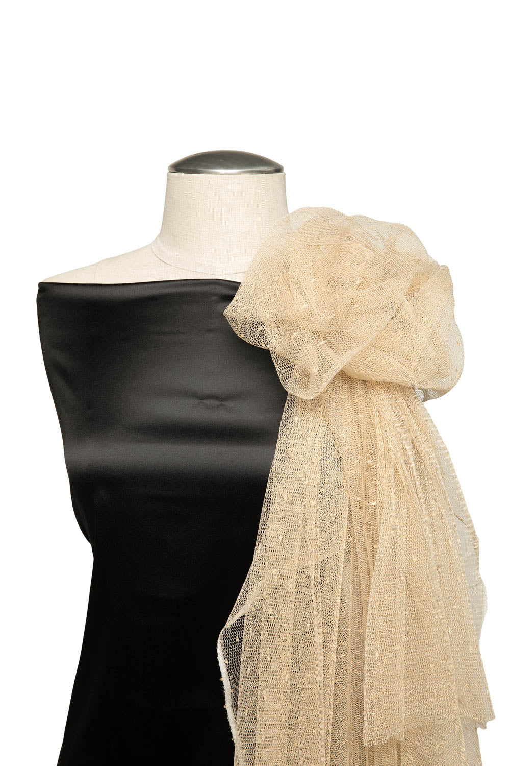 NYLON MX TULLE WITH DOT 58/60" Gold Dotted Fabric - Exquisite Fabrics