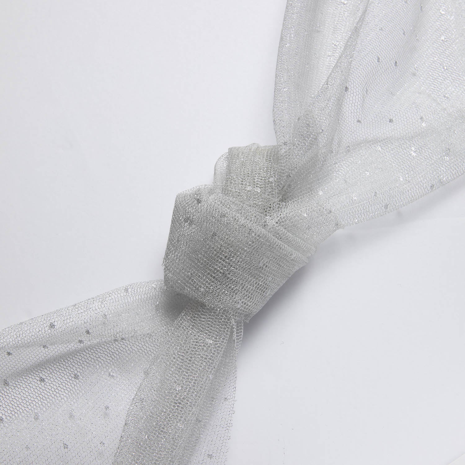 NYLON MX TULLE WITH DOT 58/60" Silver Dotted Fabric - Exquisite Fabrics