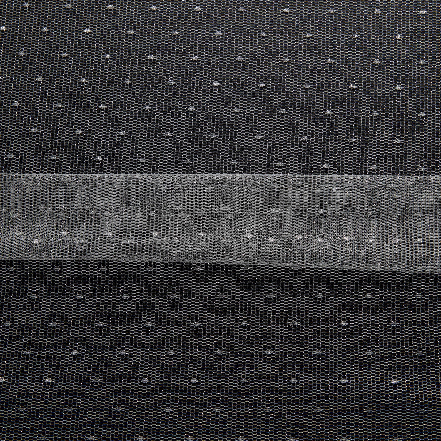 NYLON MX TULLE WITH DOT 58/60" Silver Dotted Fabric - Exquisite Fabrics