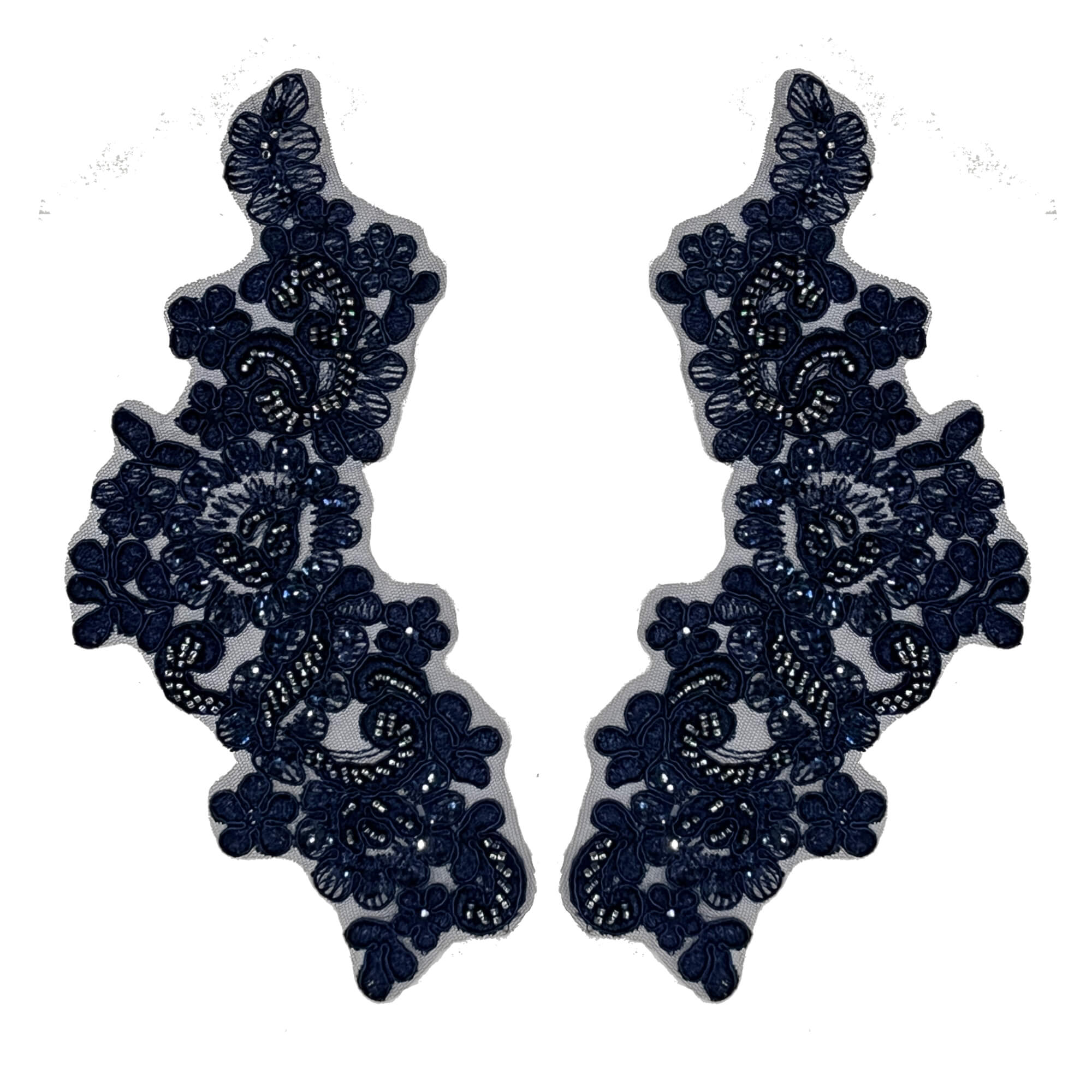 Beaded & Corded Floral Lace Applique Embroidered on 100% Polyester | Lace USA - KZ-25-HB