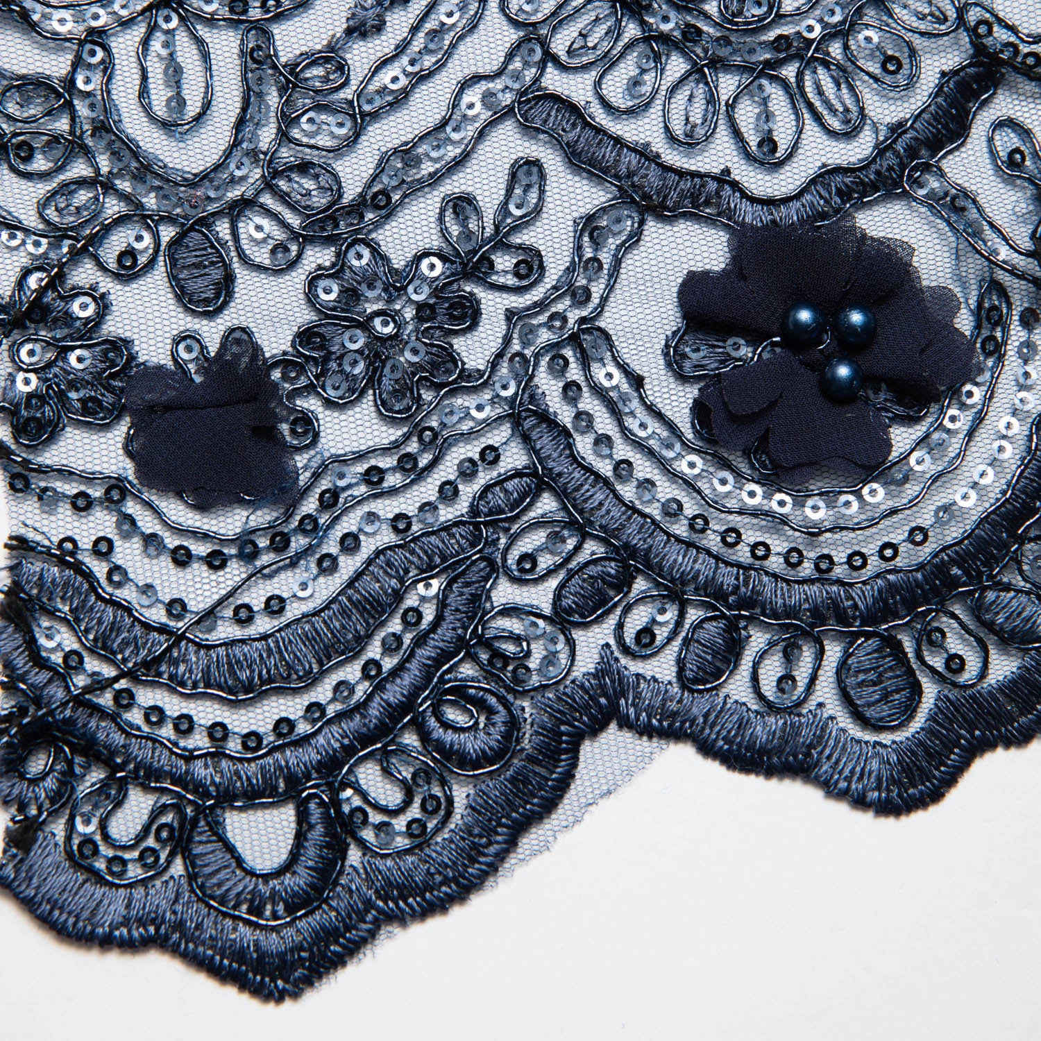 Tulle Lace Fabric Embroidered with Applique and Intricate 3D Pattern 52" Wide | Exquisite Fabric