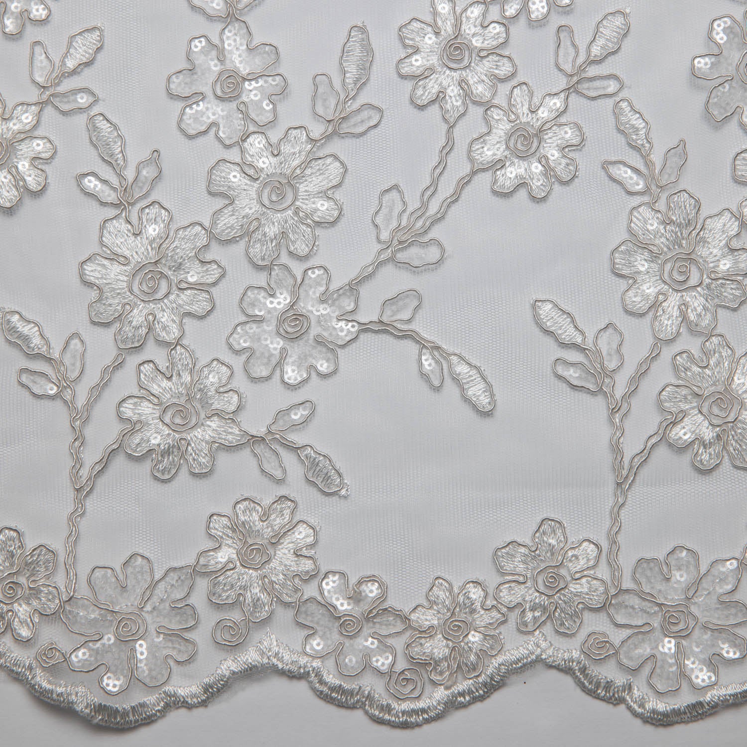 Tulle Lace Fabric Embroidered W/Applique with Beautiful 3D Floral Pattern 52" Wide | Exquisite Fabric